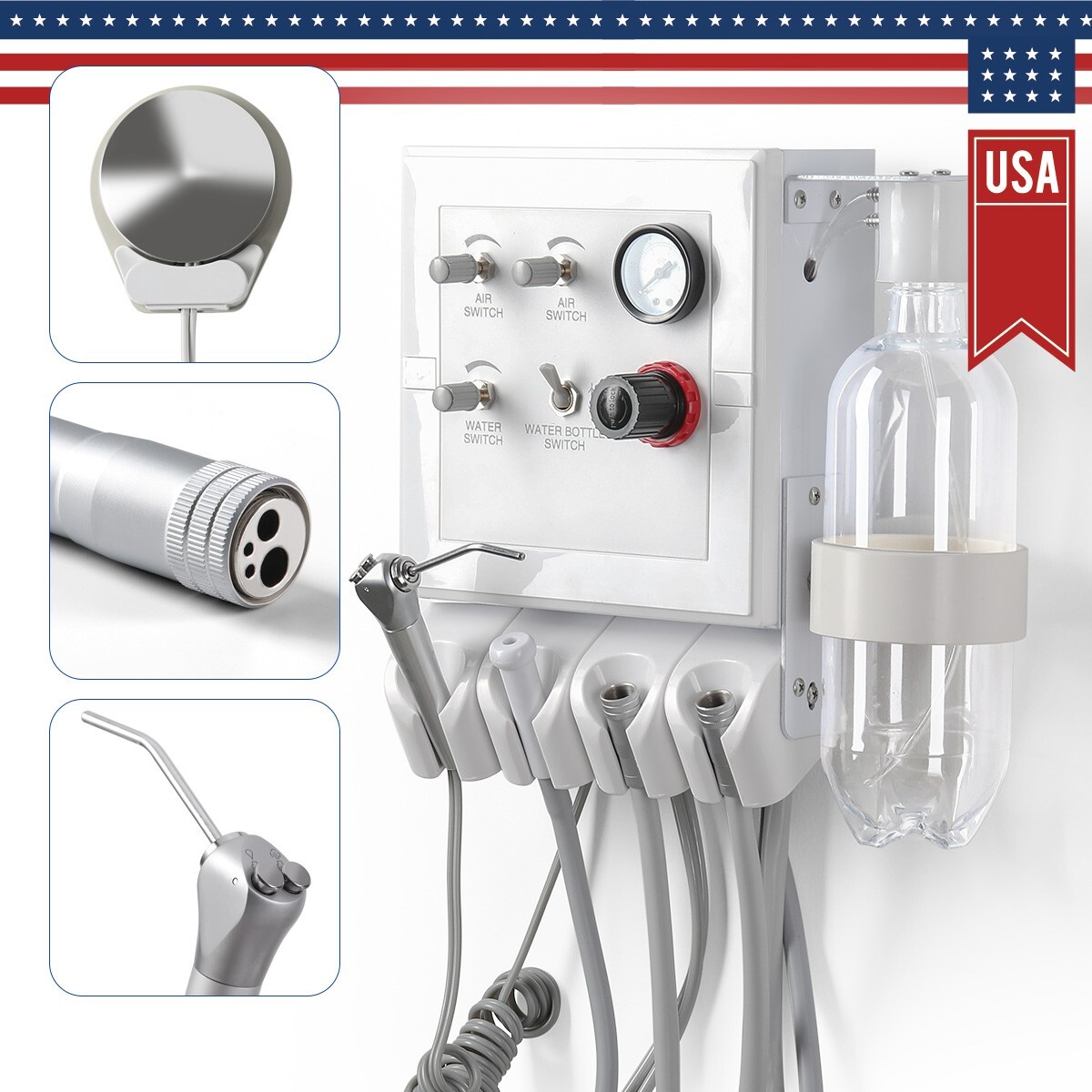 Portable Dental Delivery Unit Air Compressor Syringe Suction /Turbine Unit 4Hole