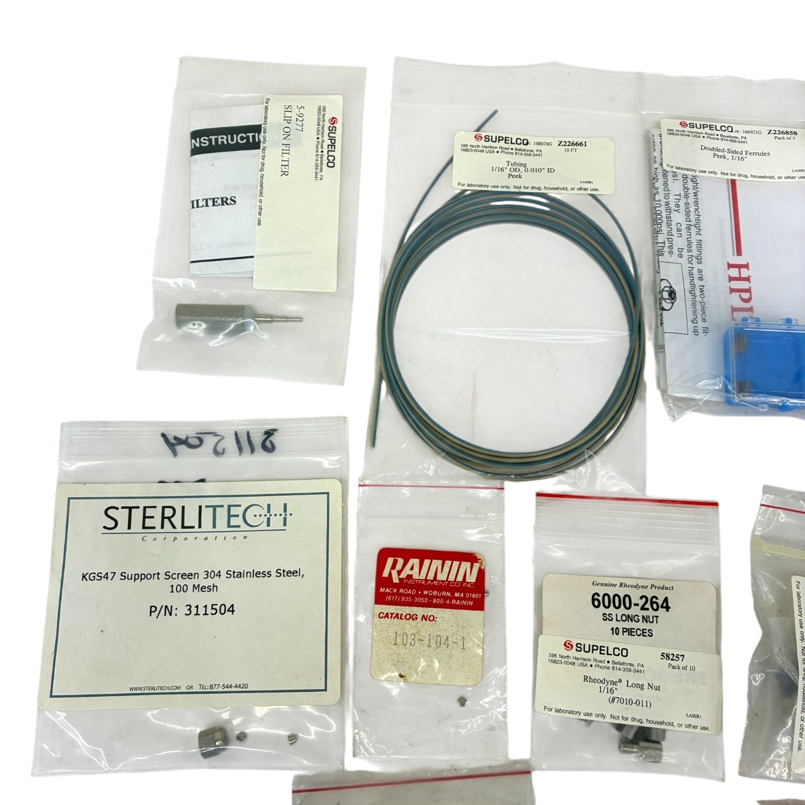 Supelco Upchurch Rheodyne HPLC Lab Tubing Fittings Ferrules Lot