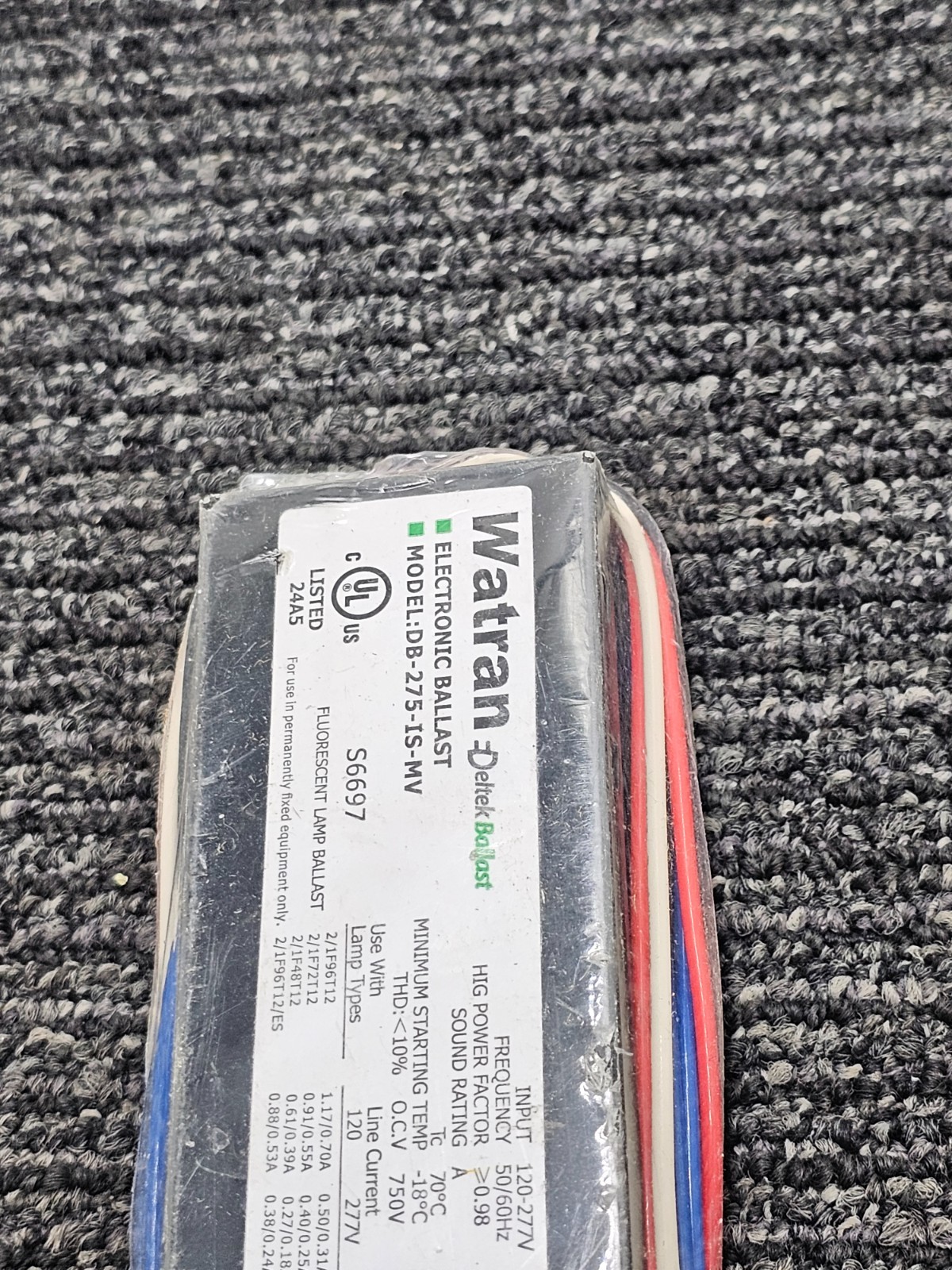 (QTY 3) Watran Deltek DB-275-IS-MV Electronic Ballast 120-277V Frequency 50/60Hz