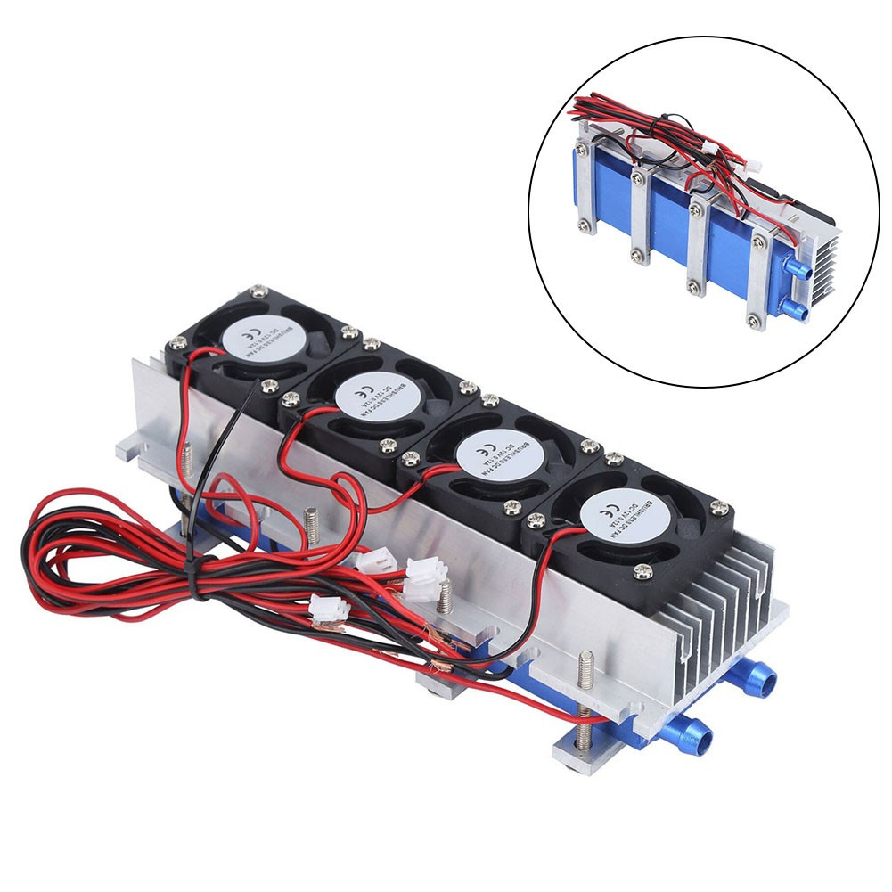 4 Chip Refrigerator Thermoelectric Peltier Cooler Water Cooling Device 12V/288W