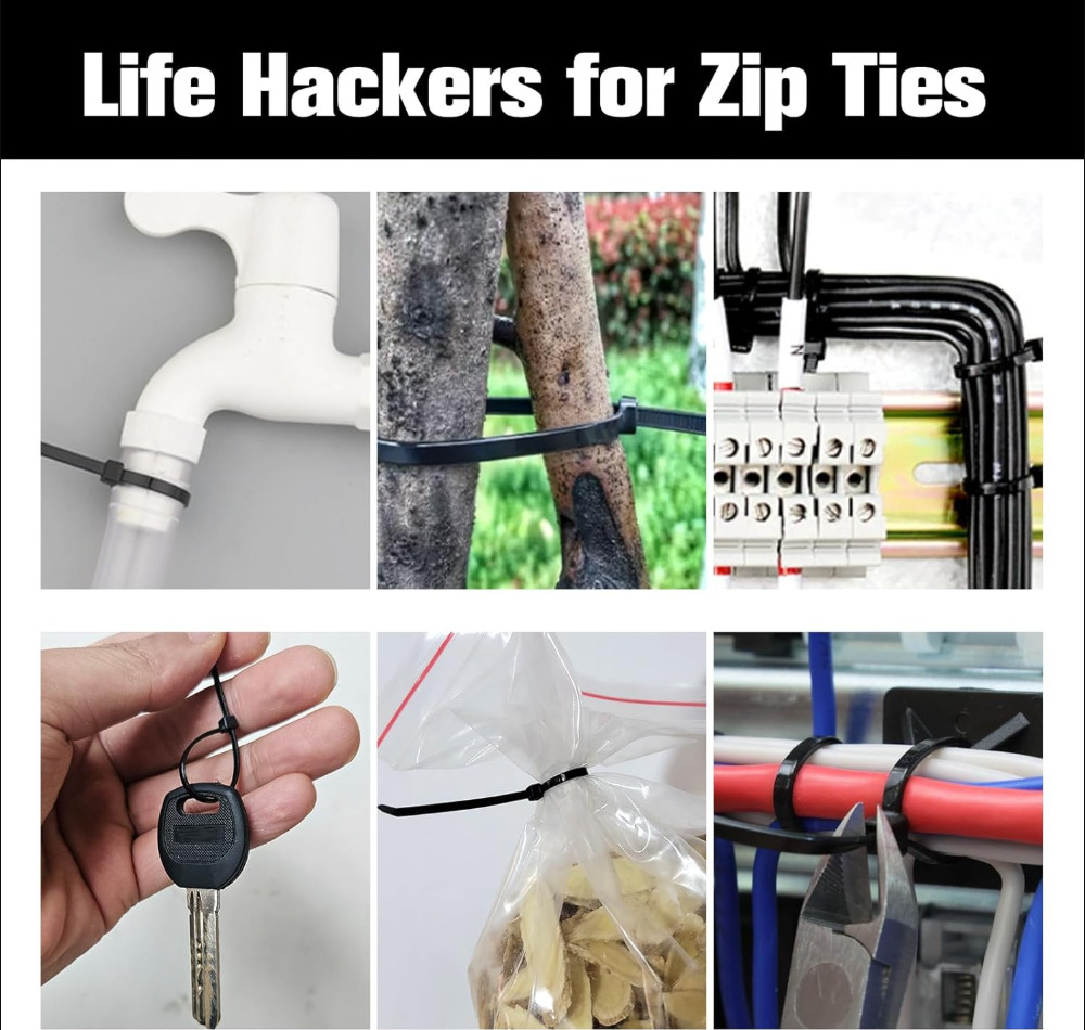 250PCS 4-Inch Self-Locking Nylon Zip Ties – Reliable Cable Management in Black