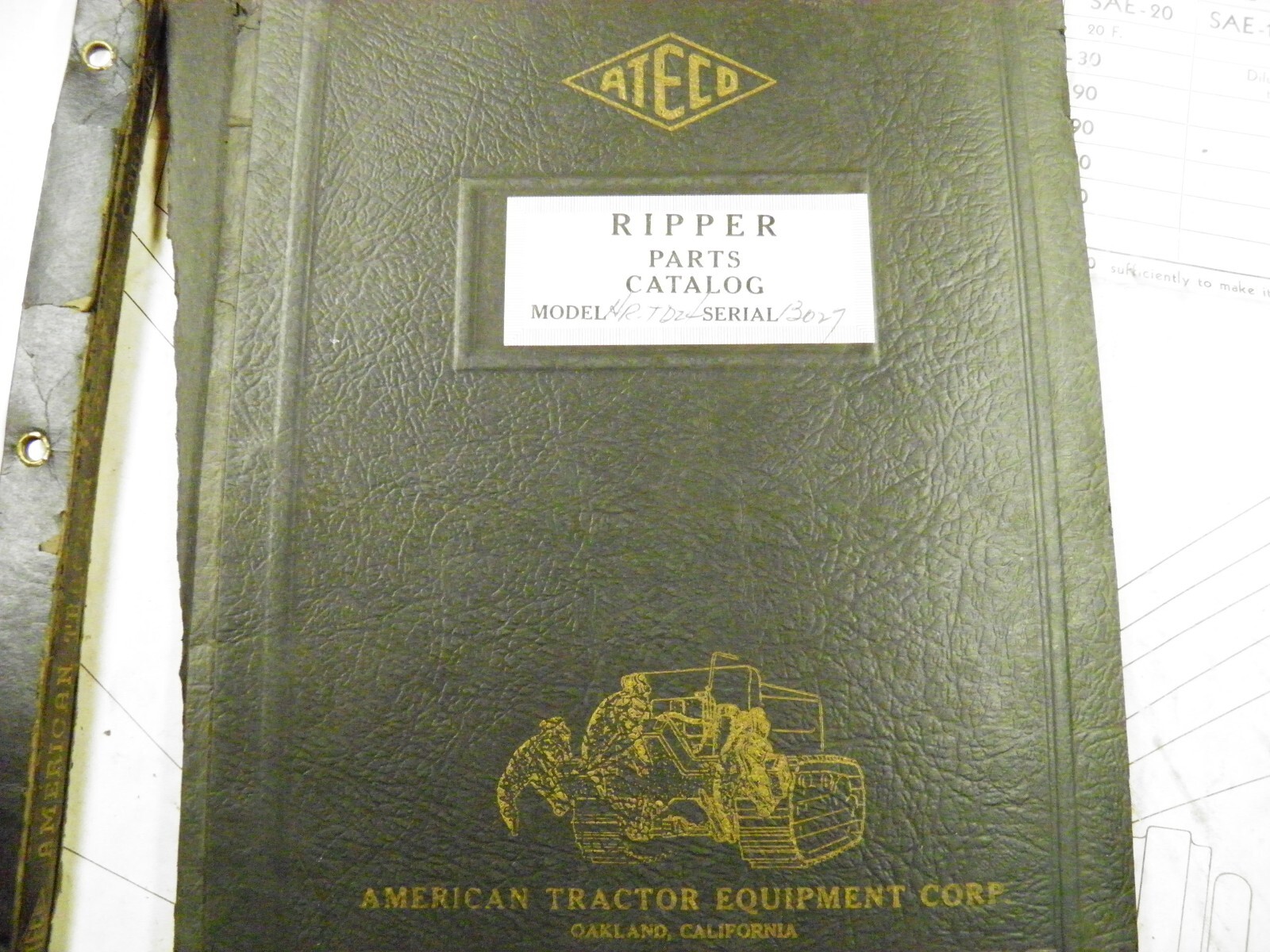 AMERICAN TRACTOR EQUIPMENT ATECHE TD24 RIPPER PARTS SERVICE CATALOG TD24
