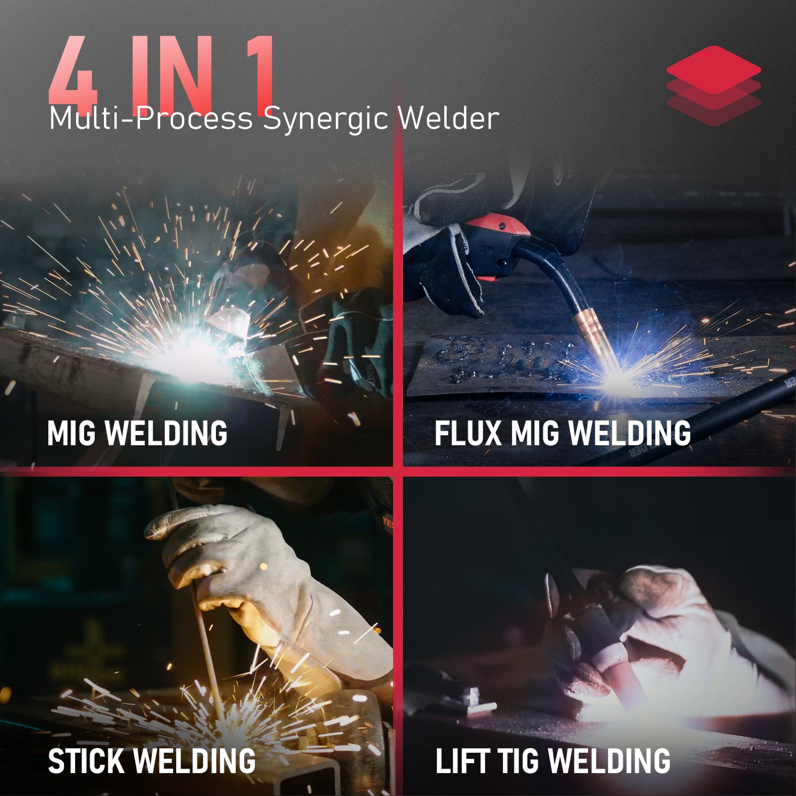 Flux Cored/MIG/Lift TIG/Stick Welder,160Amp 110V/220V, 4 in 1 Welding Machine