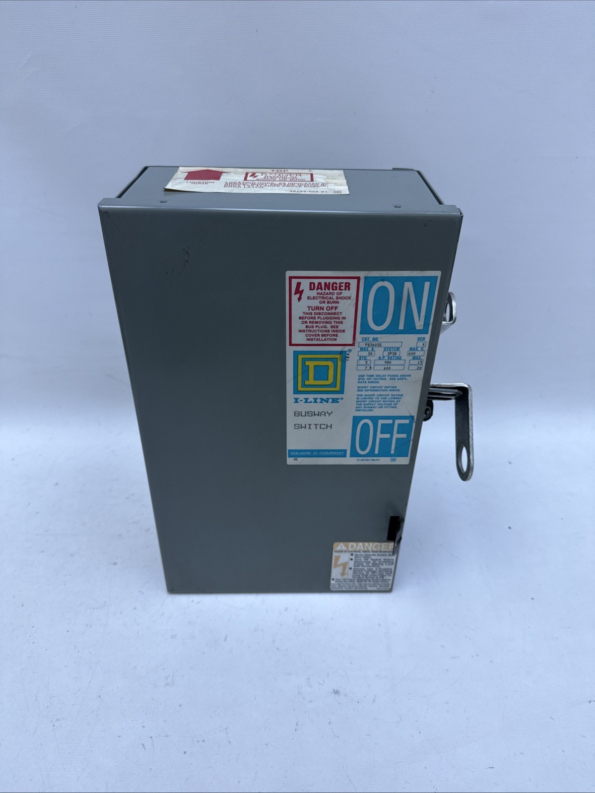 Square D I-Line PQ3603G 30 AMP 600V 3PH Fusible Busway Plug 3W, With ground, 30A