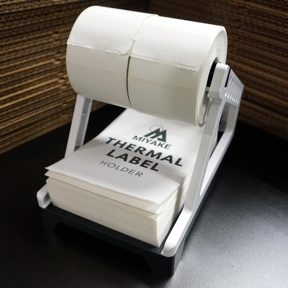 Shipping Label Holder Stand for Rolls & Fanfold – Rollo/Dymo Compatible (White)