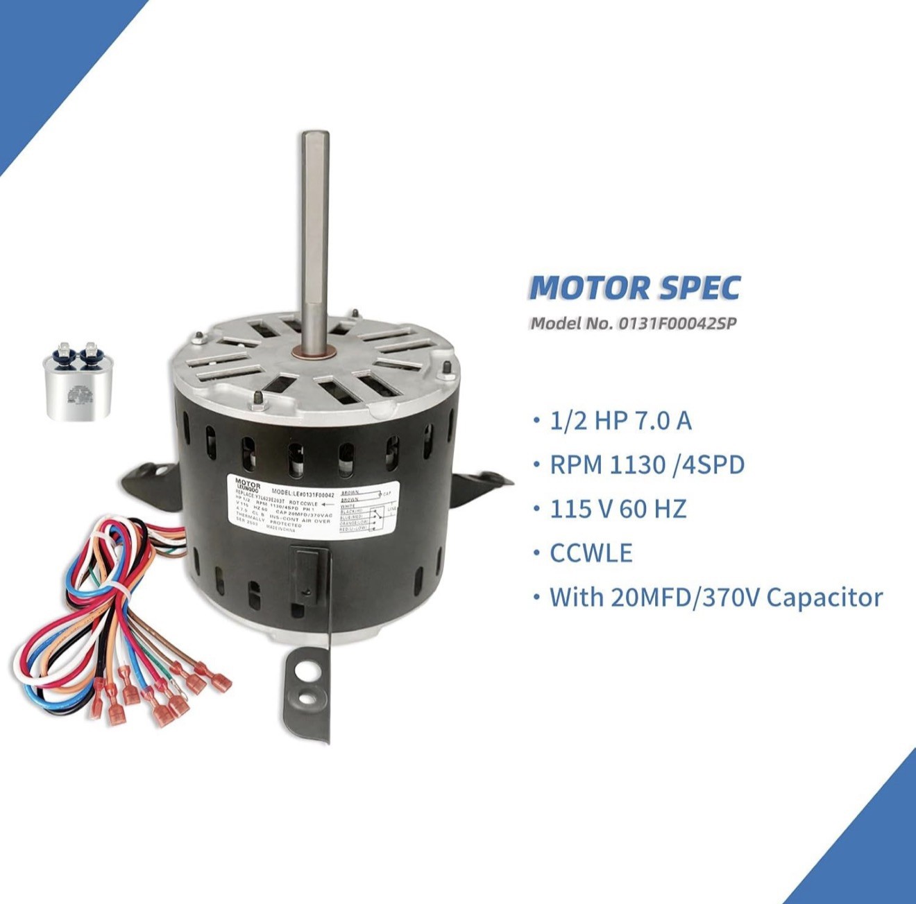 0131F00042SP Blower Motor Goodman Amana Janitrol 1/2HP 115V 1130RPM