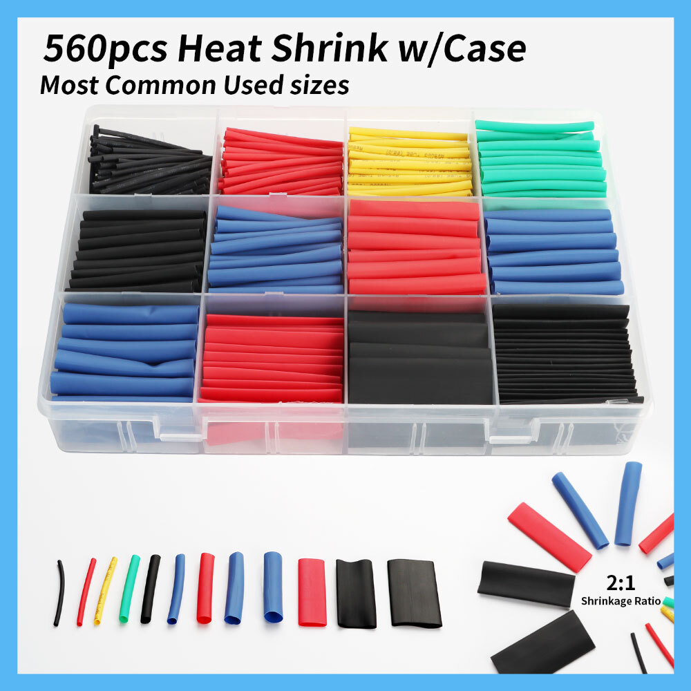 560pcs HEAT SHRINK TUBING Insulation Shrinkable Tube 2:1 Wire Cable Sleeve w/BOX