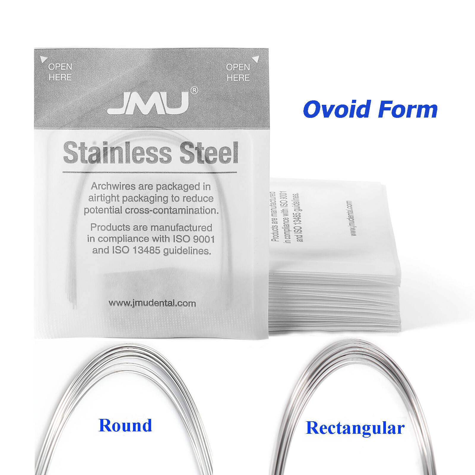 100pcs JMU Dental Orthodontic Stainless steel Ovoid Arch Wire Round Rectangular