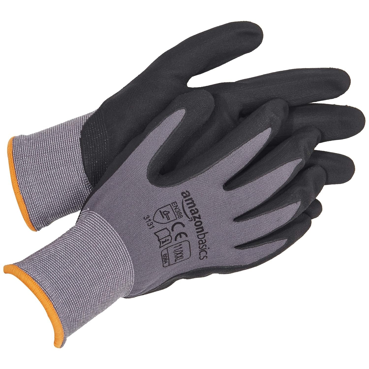 Amazon Basics Micro-Foam Nitrile Coated Work Gloves, Nylon Liner Fiber, Touch Sc