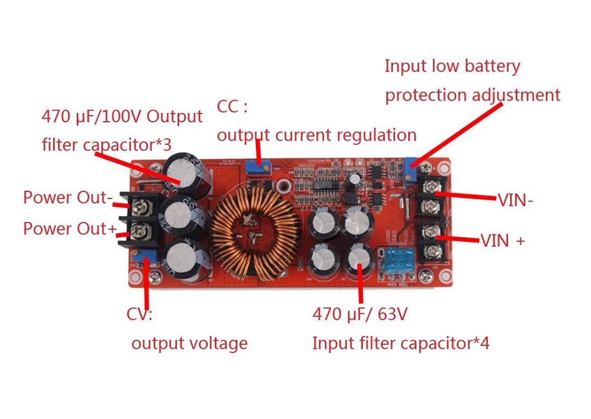 1200w 20a Dc Converter Boost Car Step up Power Supply Module Adjustable Voltage
