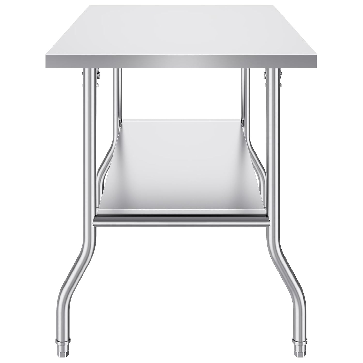 Stainless Steel Foldable Work Table, 30 * 48 Inch Heavy Duty Food Outdoor Double