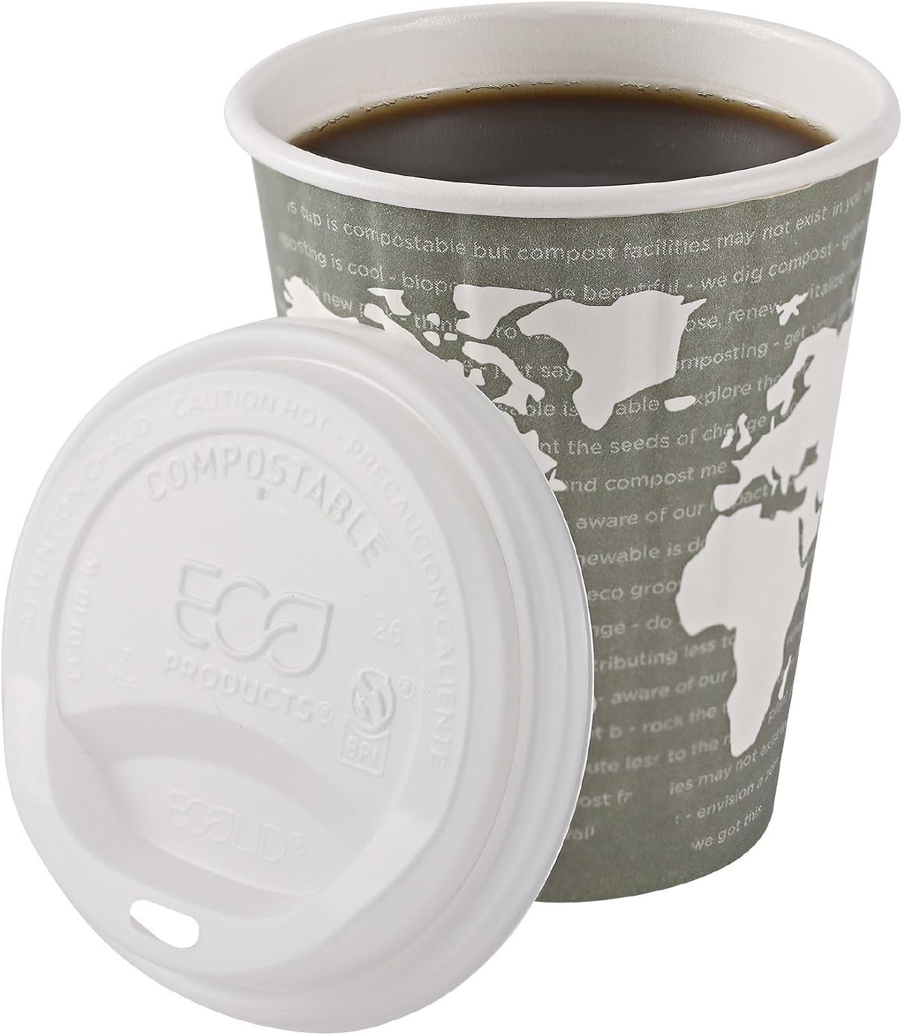 Eco-Products Compostable Coffee Cup Lids Case of 800 White EcoLid Fits 10-20oz