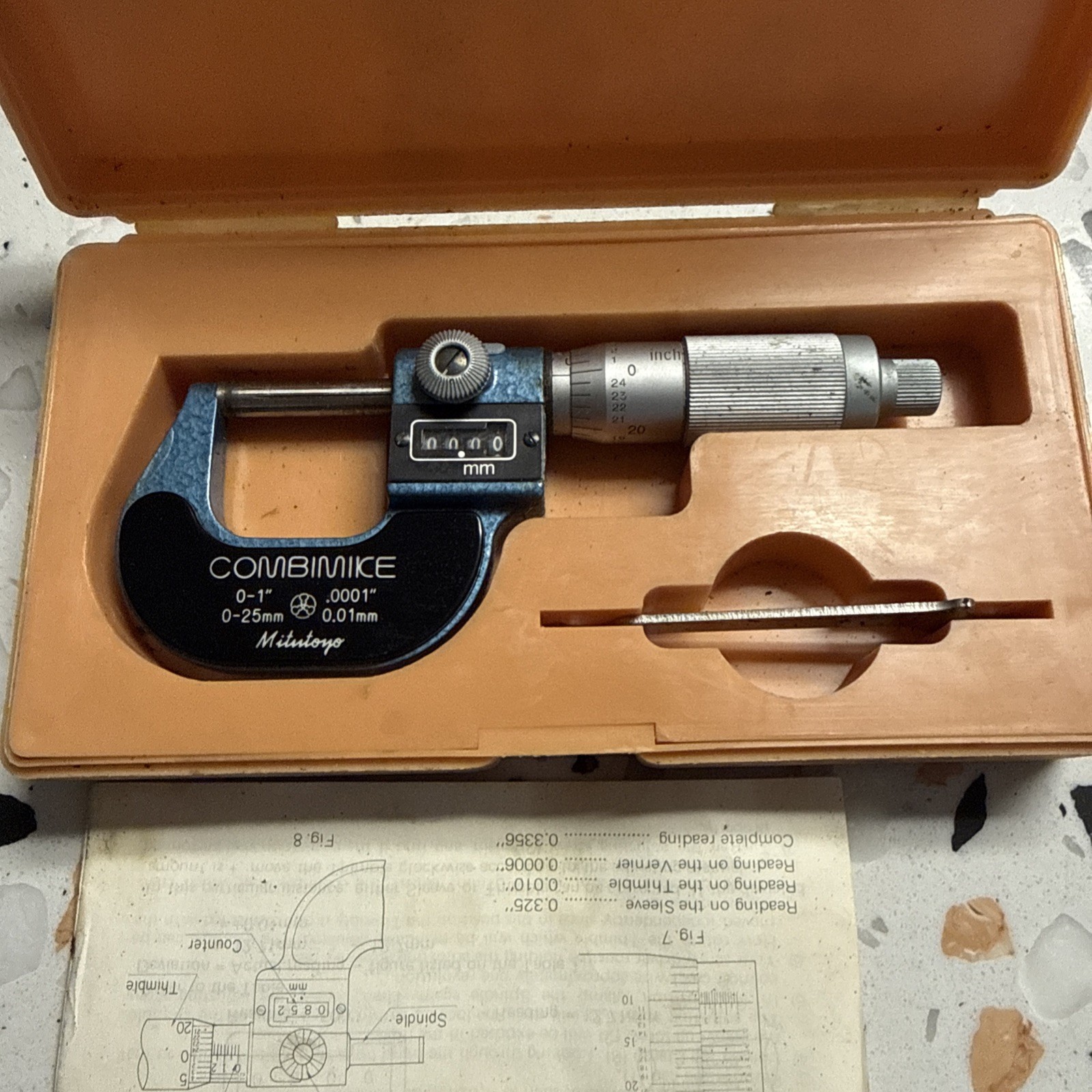 Mitutoyo Combimike No. 159-211 0-1” Digital Counter Micrometer .0001” w/ Case
