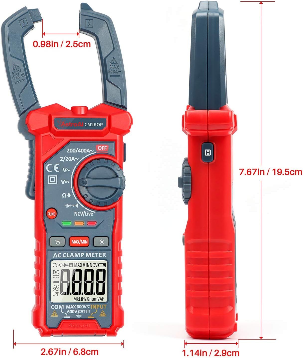 Astroai Digital Clamp Meter Multimeter 2000 Counts Amp Voltage Tester Auto-Rangi