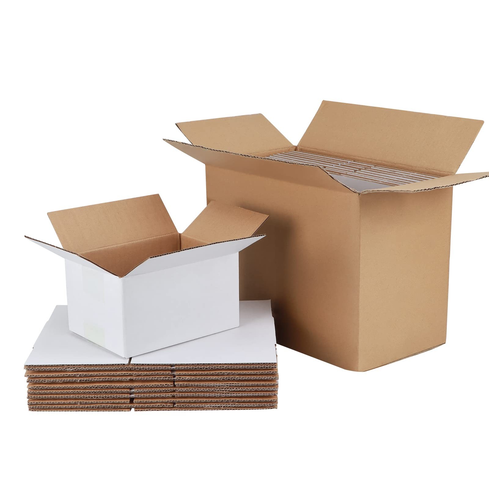 8x6x4 Shipping Boxes Set of 25, White Corrugated Cardboard Box for Mailing Pa…
