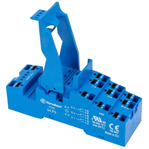 Finder 94.P3, DIN-Rail/Panel mount Push-in Terminal Socket for 55.33 relay