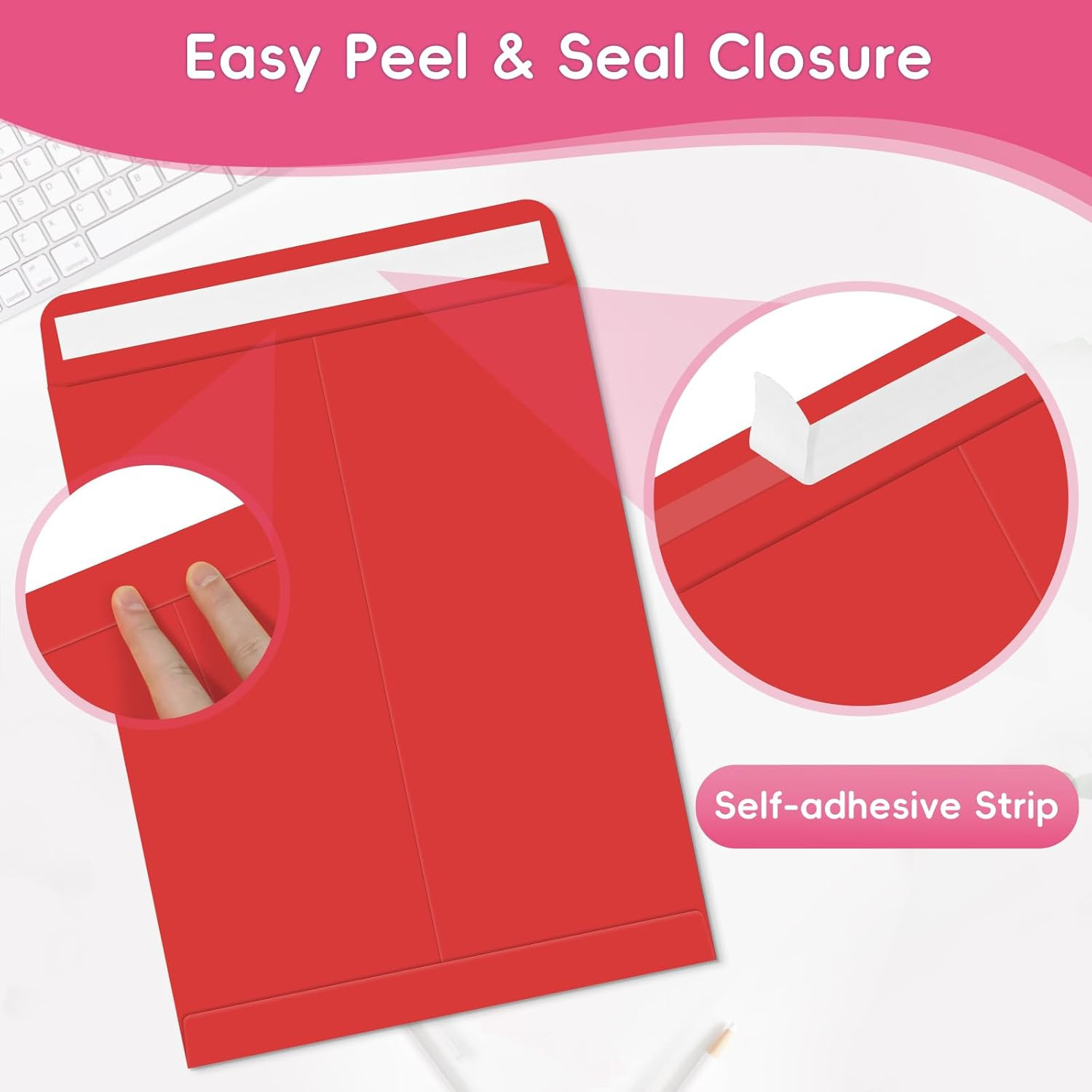 25 Pack Colored Mailing Envelopes, 9 X 12 Inches Self-Seal Colorful Manilla