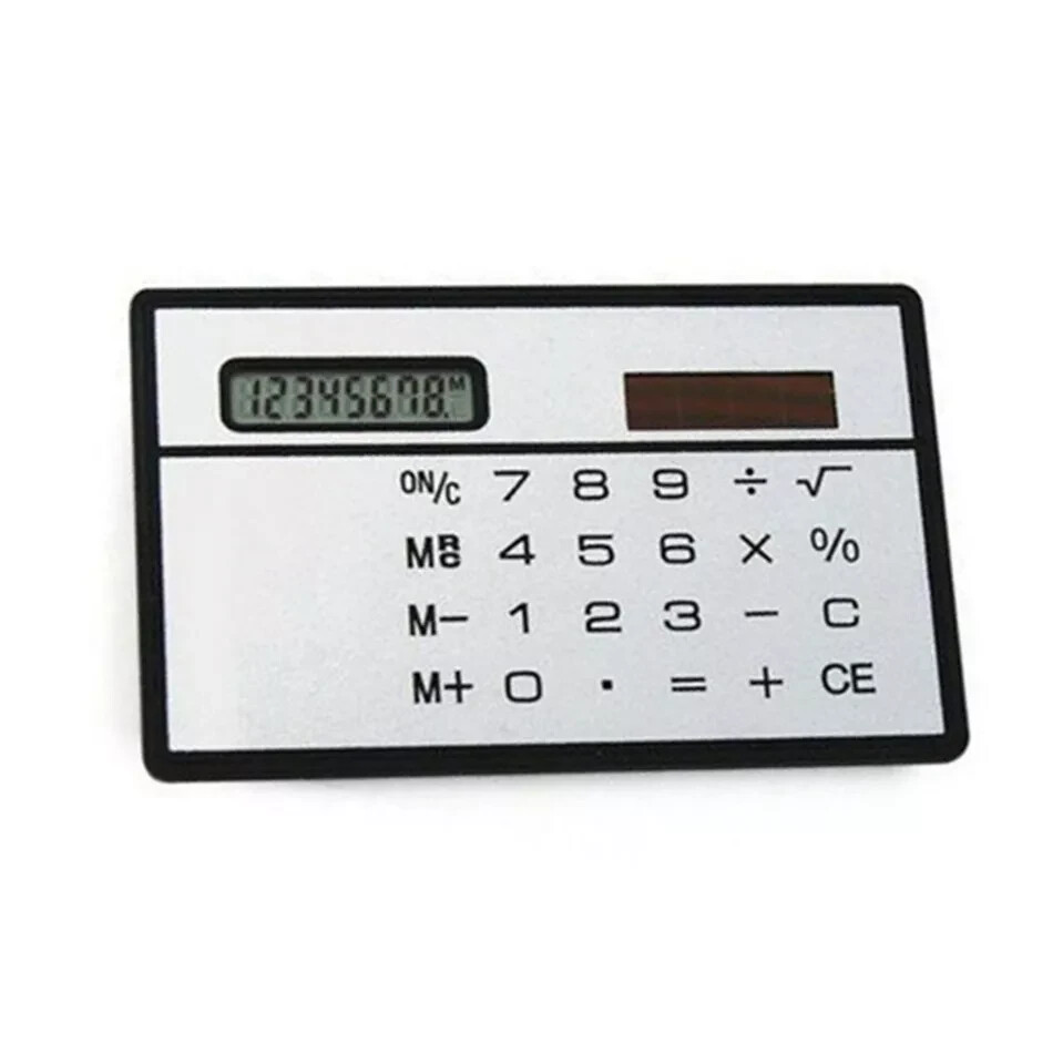 2PCS 8-Digits Ultra Thin Mini Slim Credit Card Solar Power Pocket Calculator YL