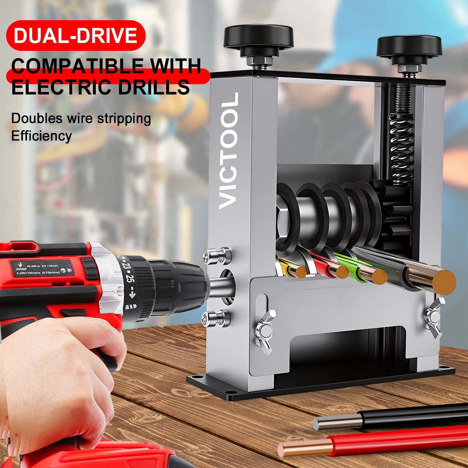 6 Hole Manual Wire Stripping Machine 3-17mm Drill Powered Scrap Wire Stripper