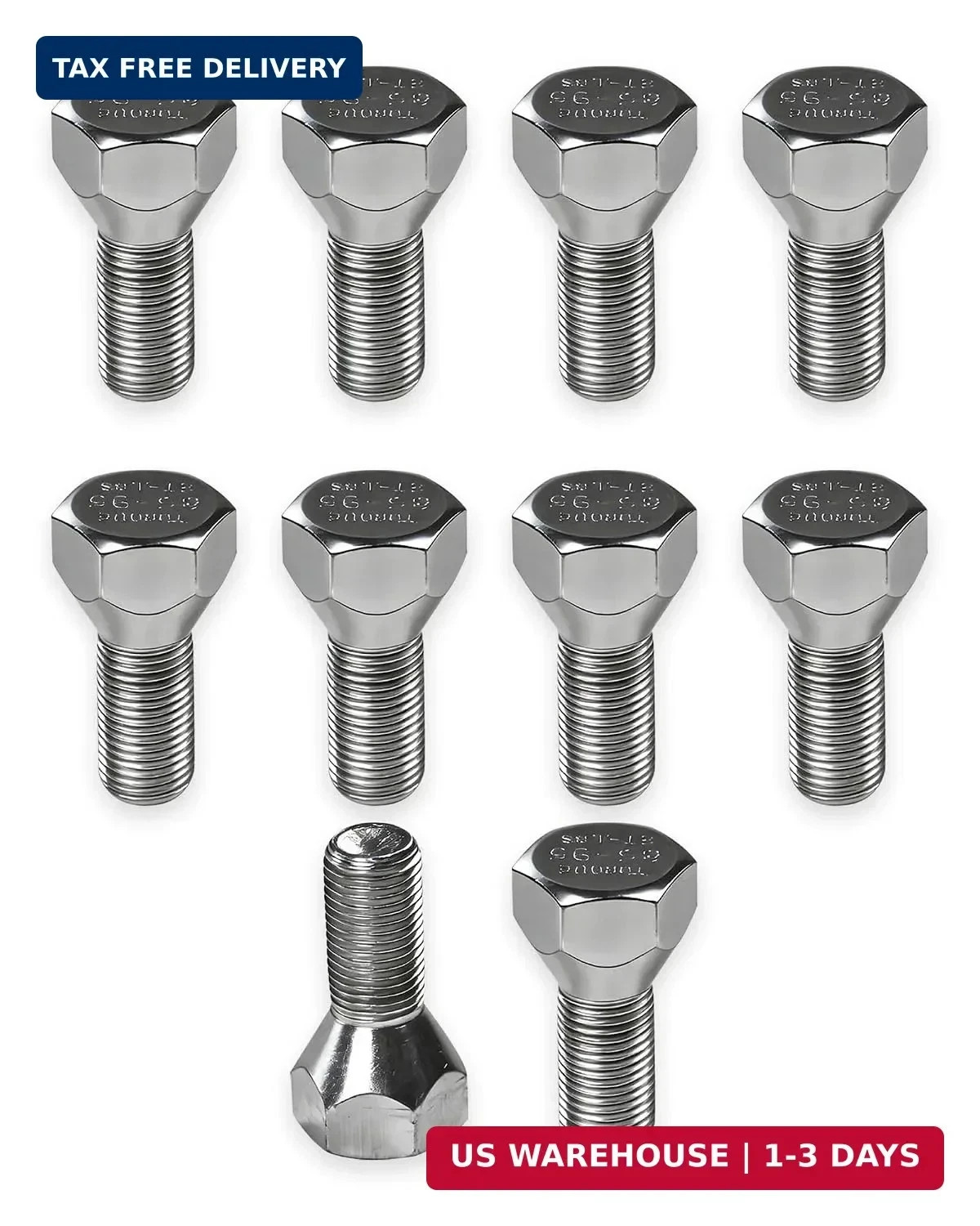 10 Pack 11062A Trailer Lug Bolts 1/2″-20 x 1-5/8″ Solid Zinc-Plated Steel, Fits