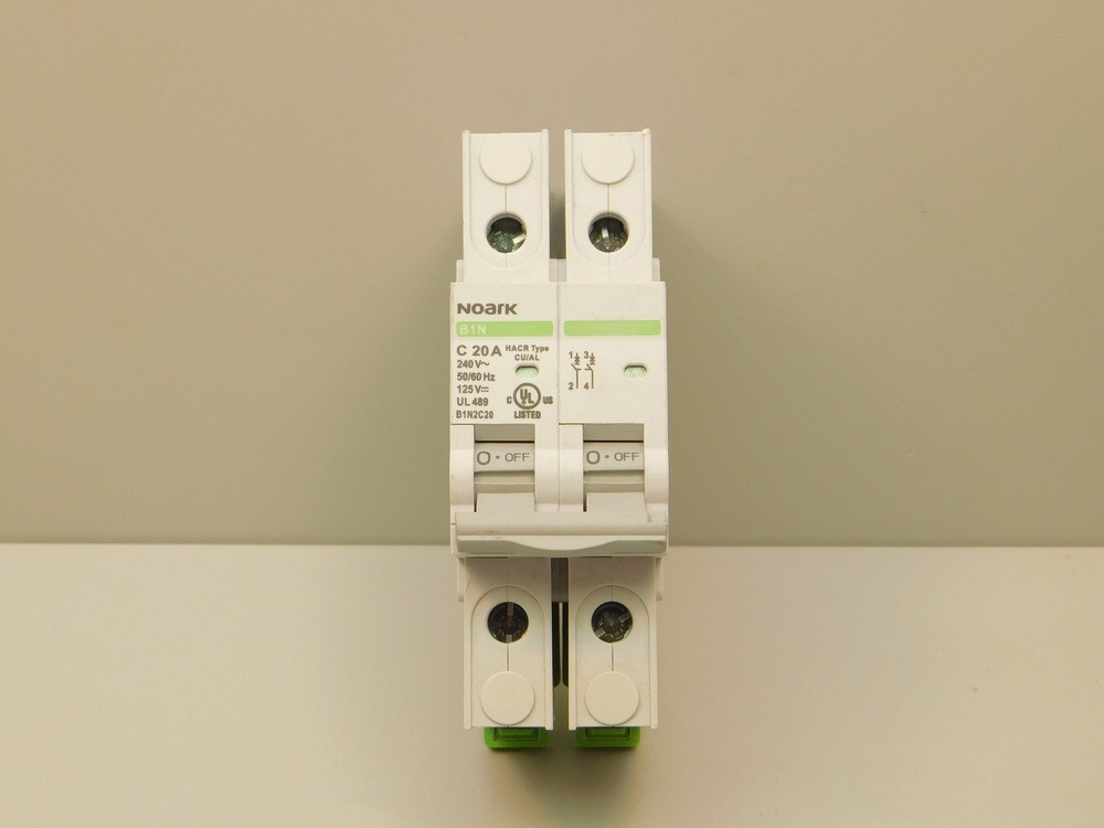 Noarc B1N2C20 20A 2-Pole C-Curve 240VAC/125VDC Miniature Circuit Breaker Box Lug