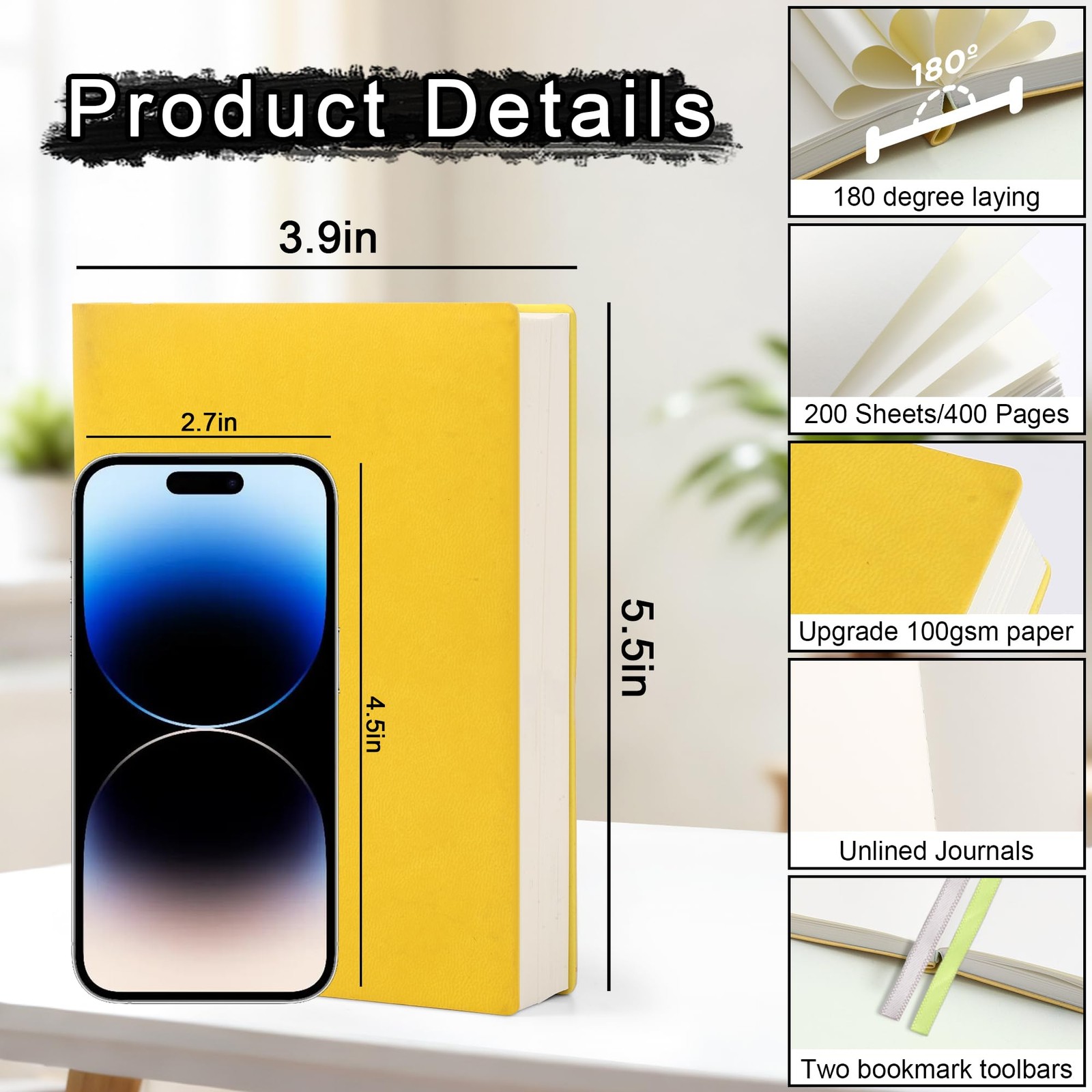 Thick Blank Journal Notebook 400 Pages , A6 Unlined Plain Sketchbook , 100gsm…