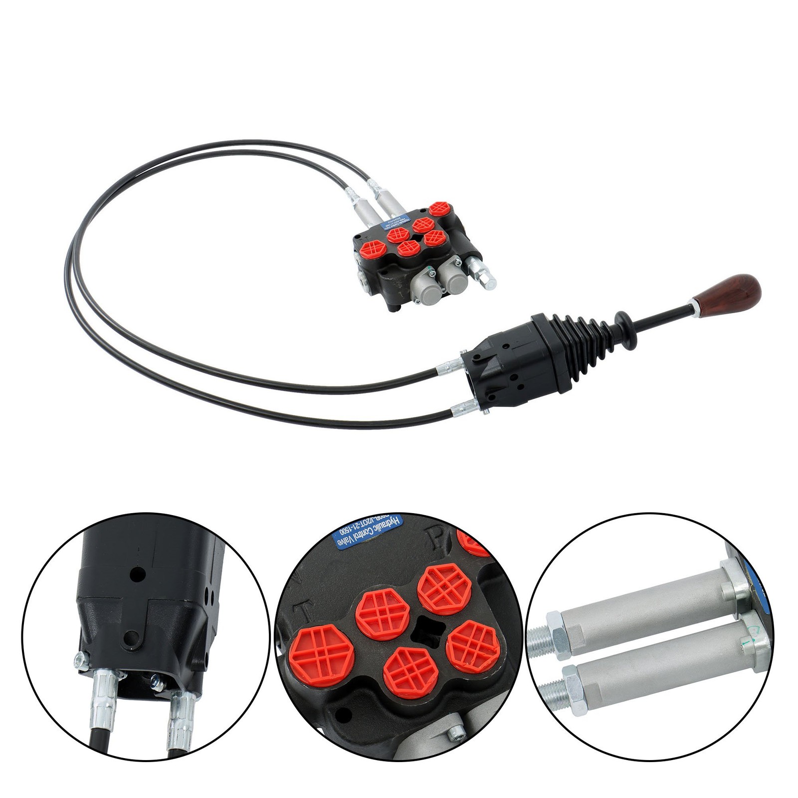 2Spool Remote Control Valve 80LPM Hydraulic Kit w/Joystick 4.9ft Cables