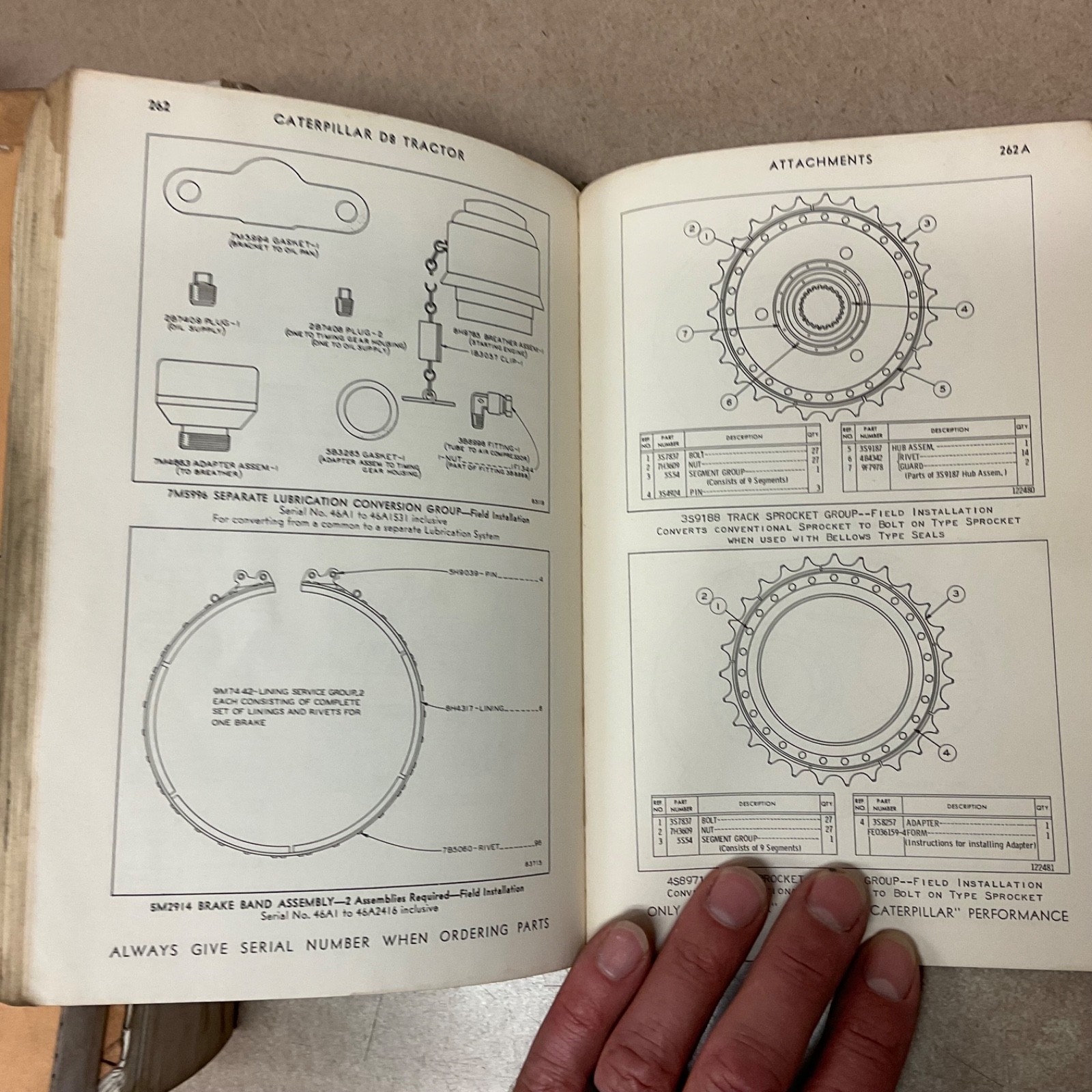 CAT Caterpillar D8 D8H PARTS MANUAL BOOK CATALOG TRACTOR BULLDOZER sn 46A1-3043