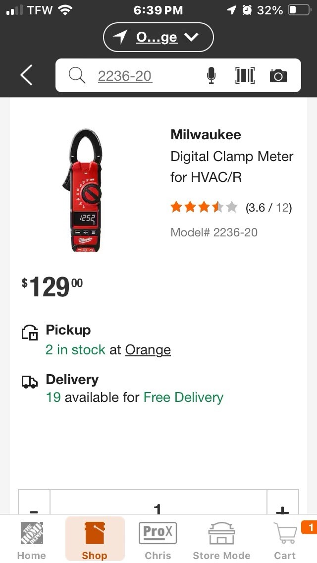 Milwaukee 2236-20 Clamp Meter for HVAC/R – Red