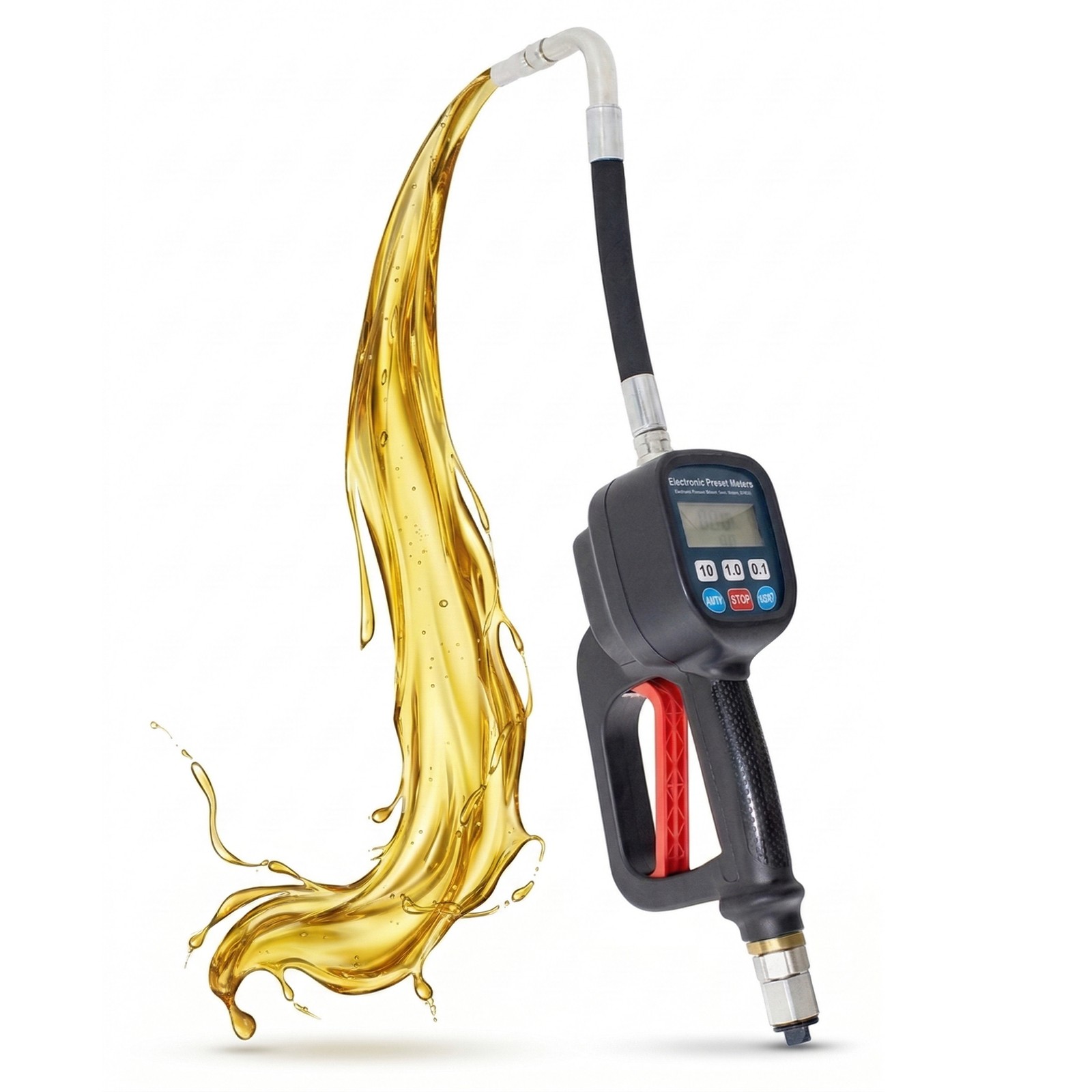 Digital Oil Meter Gun with LCD Display for Lubricants and Diesel, Preset Gun