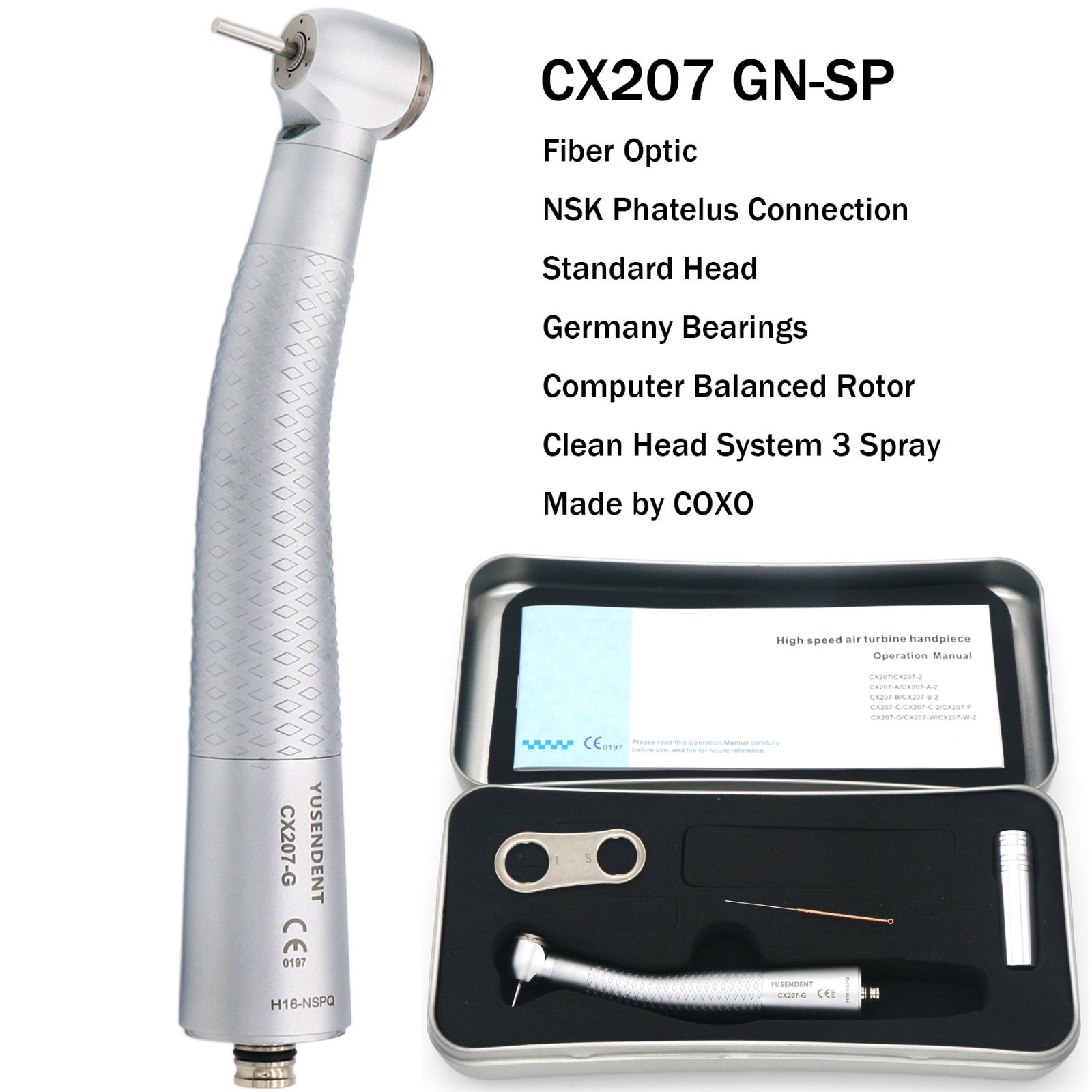 COXO Dental High Speed Fiber Optic LED Handpiece Fit Kavo NSK LED Coupler 6Holes