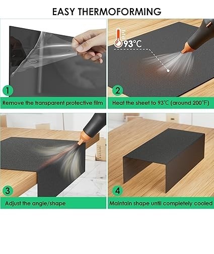ABS Plastic Sheet 1/16 Inch Thick – 16″ X 12″, 2 Pack Black Plastic Sheet Rigid
