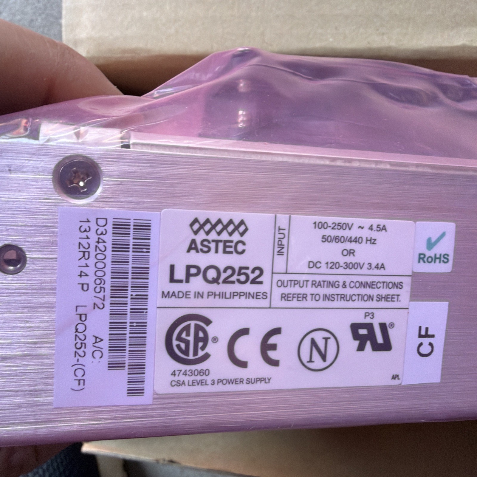 ASTEC LPQ252 LPQ252-CF Power Supply New