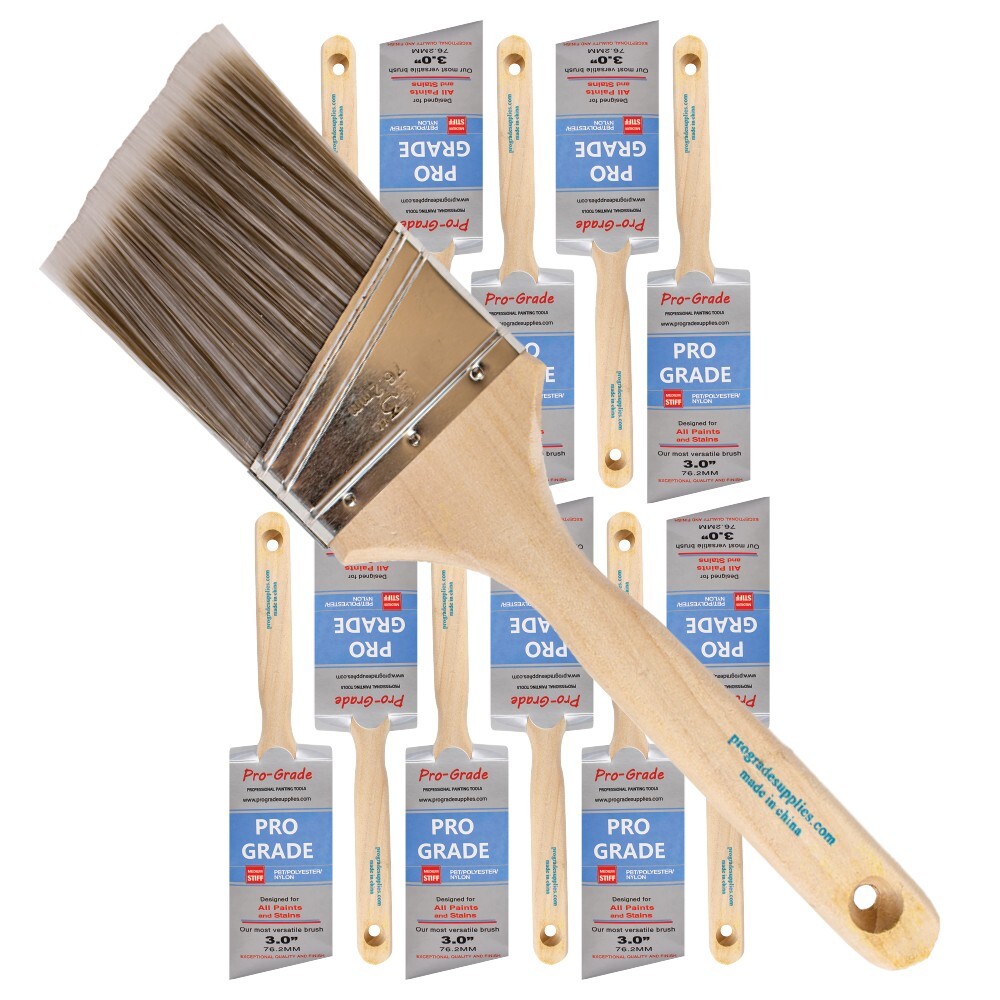 12-Pack – 3″ Angle Brushes for All Latex and Oil Paints & Stains