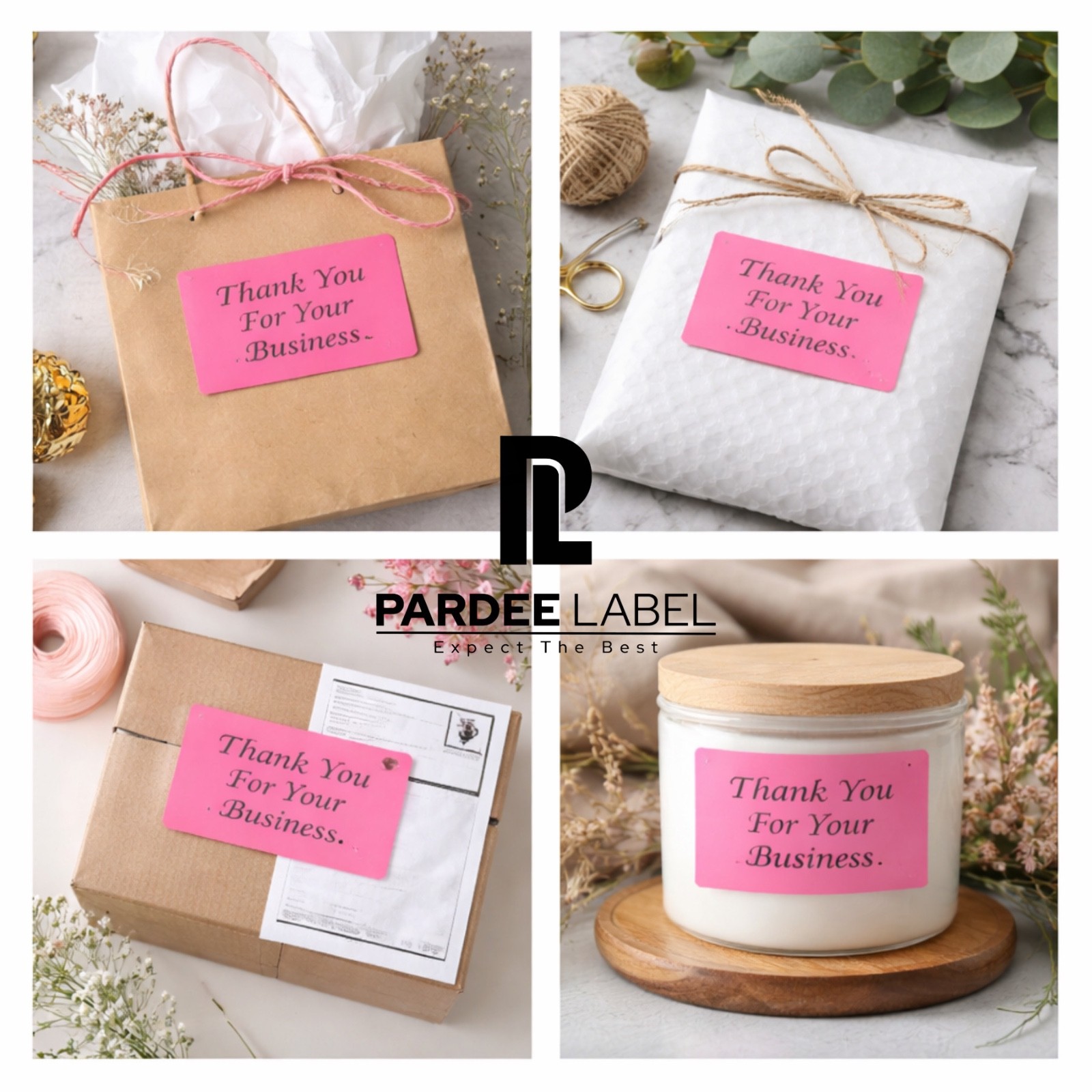 Thank You For Your Business Stickers Neon Pink 2×3” – 250 Labels Roll