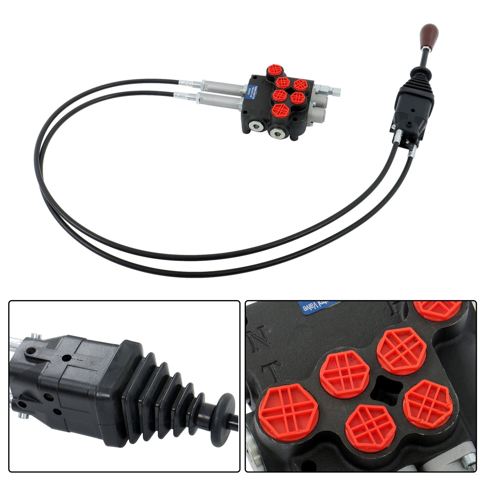 2Spool Remote Control Valve 80LPM Hydraulic Kit w/Joystick 4.9ft Cables