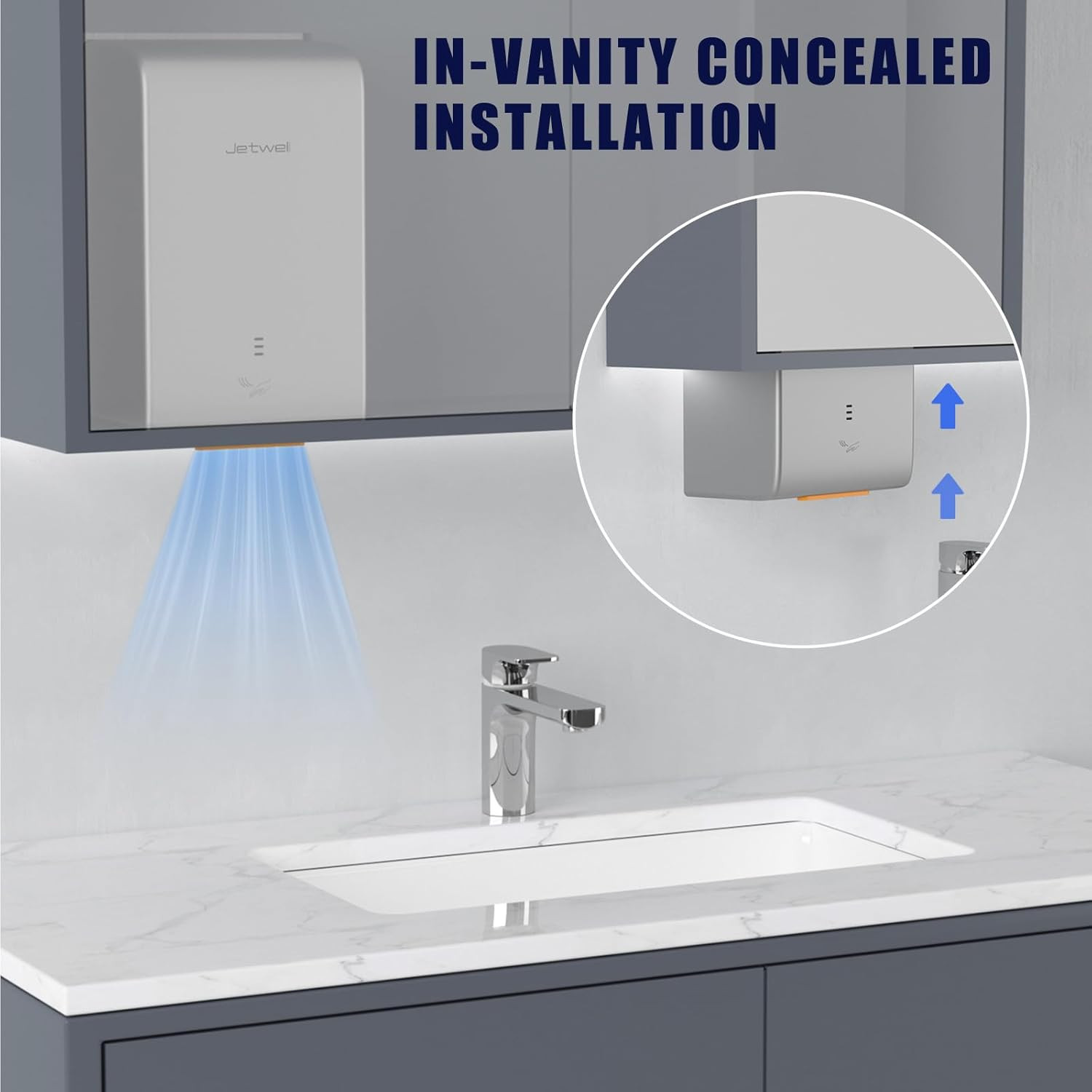 ADA Compliant Hand Dryer, ABS Plastic Cover Hard Wired Design, AC 110V-130V JW28