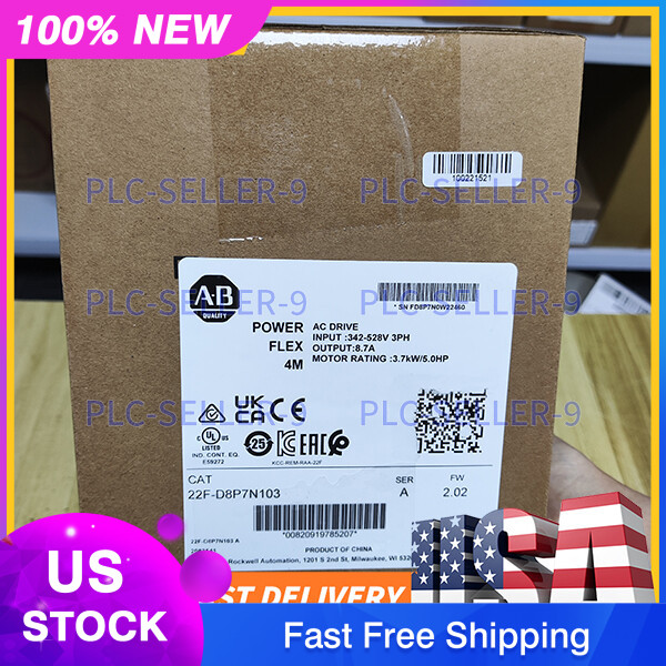 ONE Allen Bradley 22F-D8P7N103 New Sealed PowerFlex 4M-3.7 kW (5 HP) AC Drive