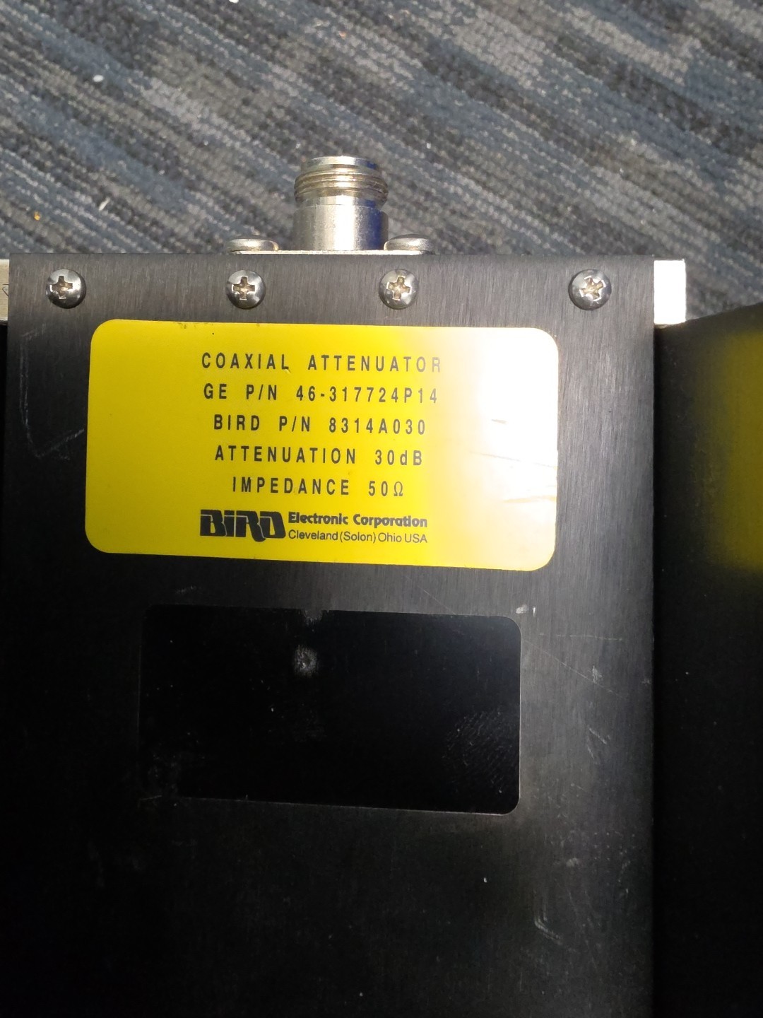 46-317724P14 – GE – MRI – RF Dummy Load 30dB Coaxial Attenuator 20Kw PEAK