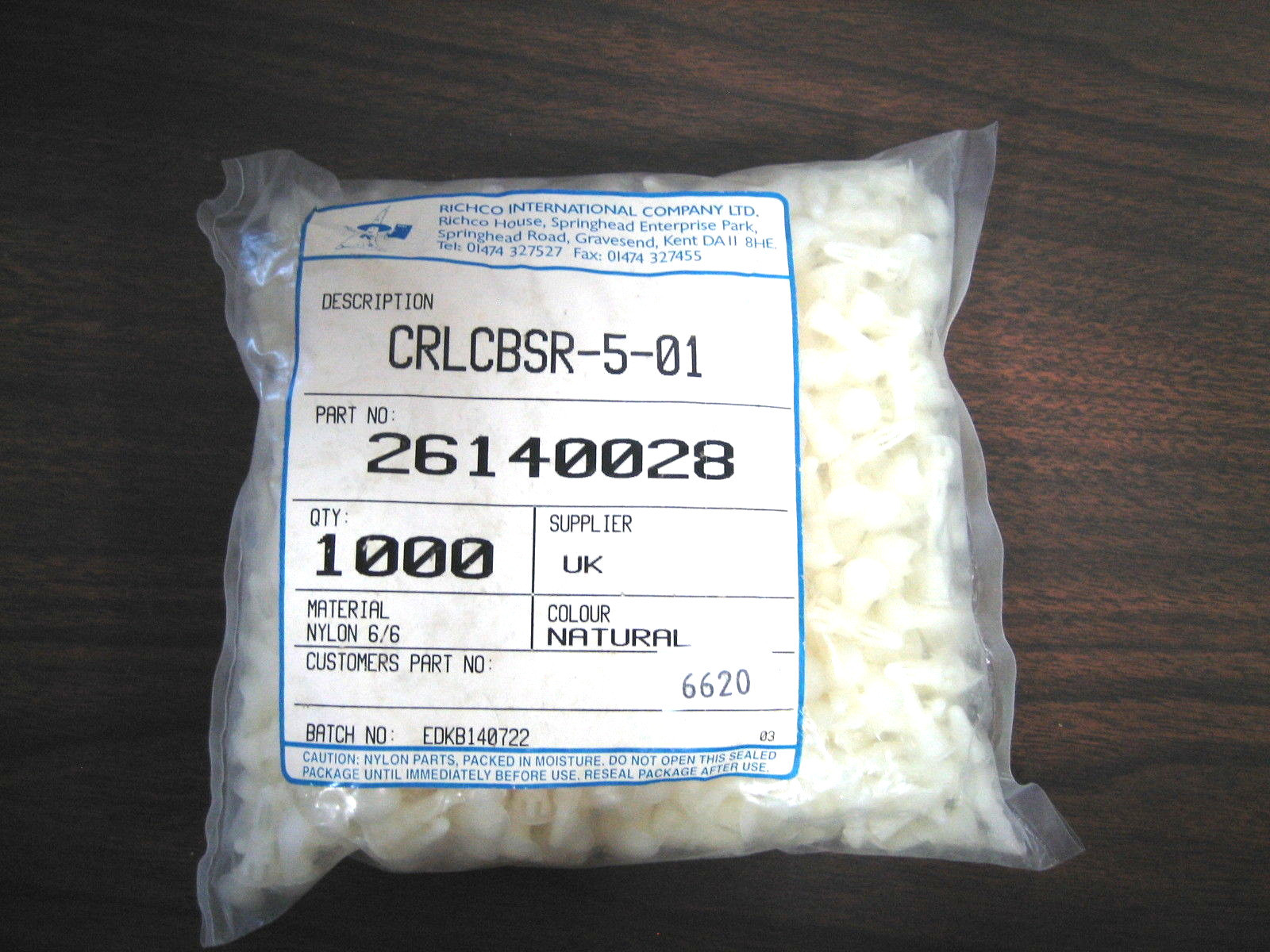 (1,000) Richco CRLCBSR-5-01 (26140028) Nylon 6/6 Natural Color – Free S&H
