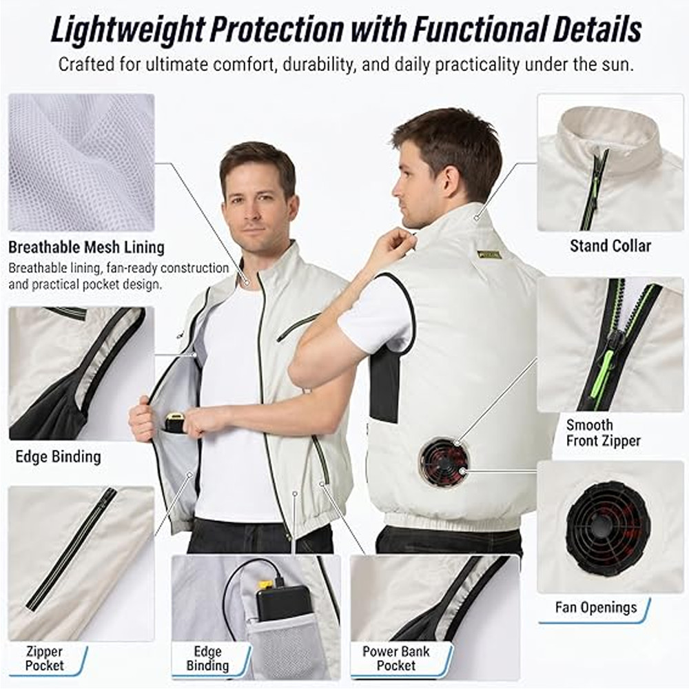 Cooling Vest Jacket w 4 Fans 20000mah Battery Pack Air Conditioner Vests Jacket