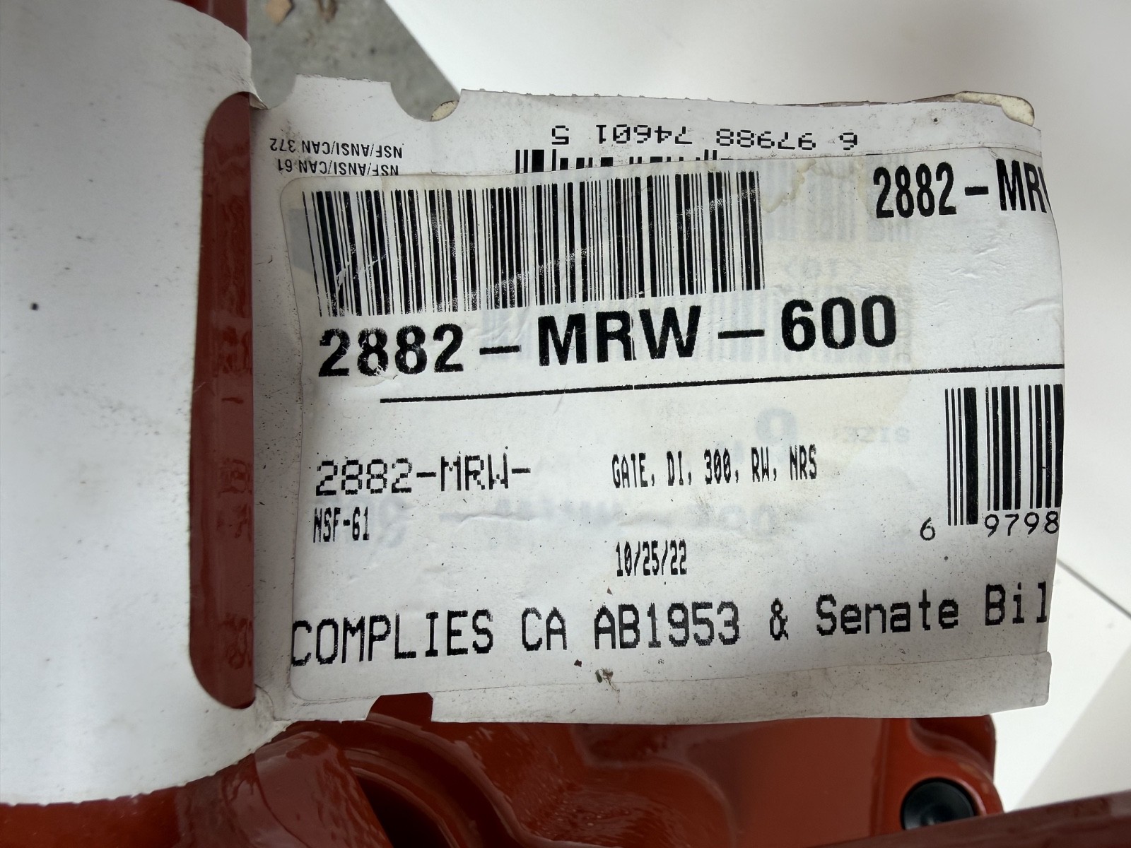 Milwaukee NIBCO Valve F-2882-MRW-600 6″ Resilient Wedge Gate Valve NSF ANSI 61