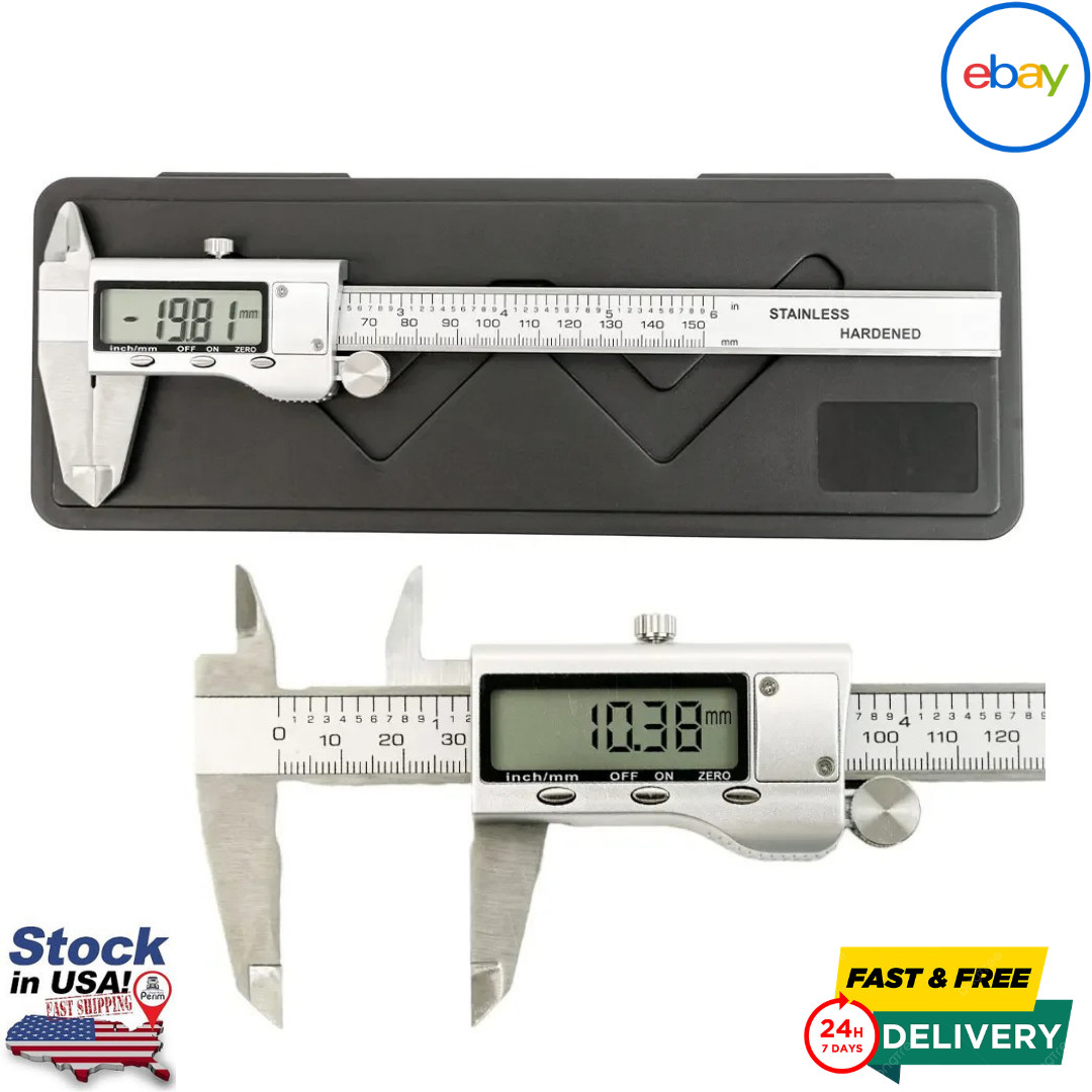 Digital Caliper Micrometer LCD Gauge Vernier Electronic Measuring Tool 6″ 150mm