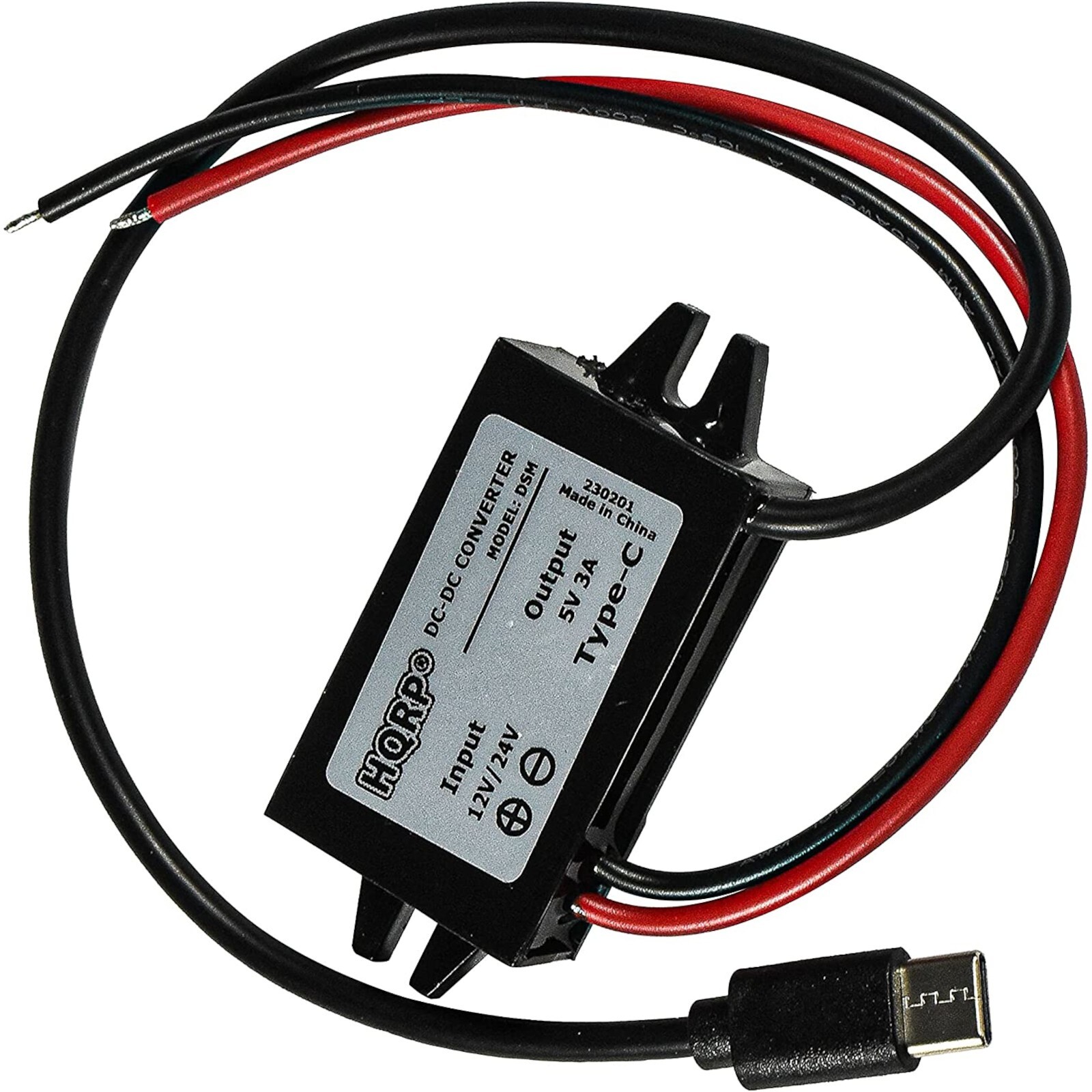 HQRP DC-DC Step Down Converter 12/24V to 5V 3A 15W with Type-C Male Connector