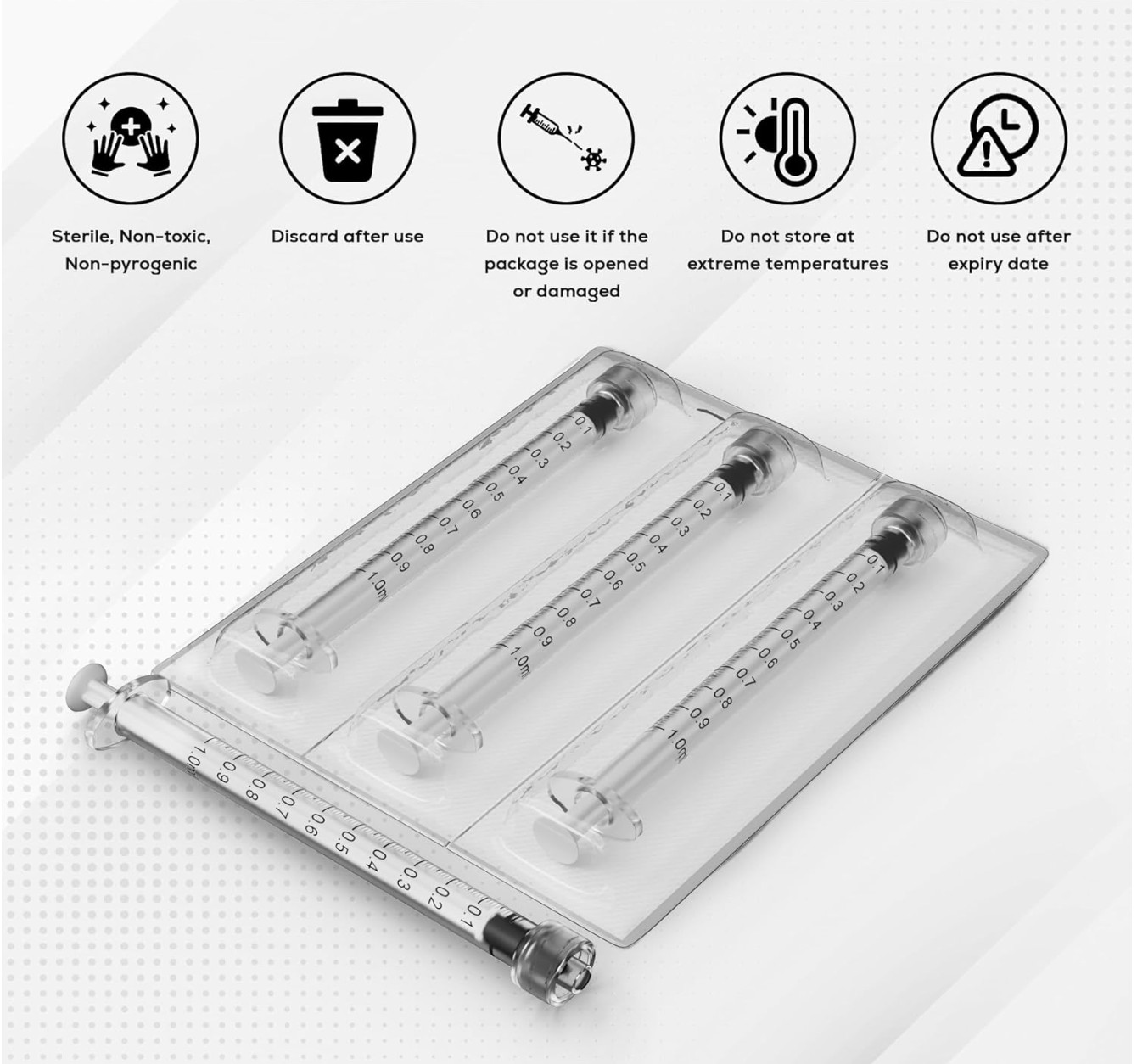 Syringes without Needle 1ml Luer Lock Sterile Syringe (No Needle) Box of 100