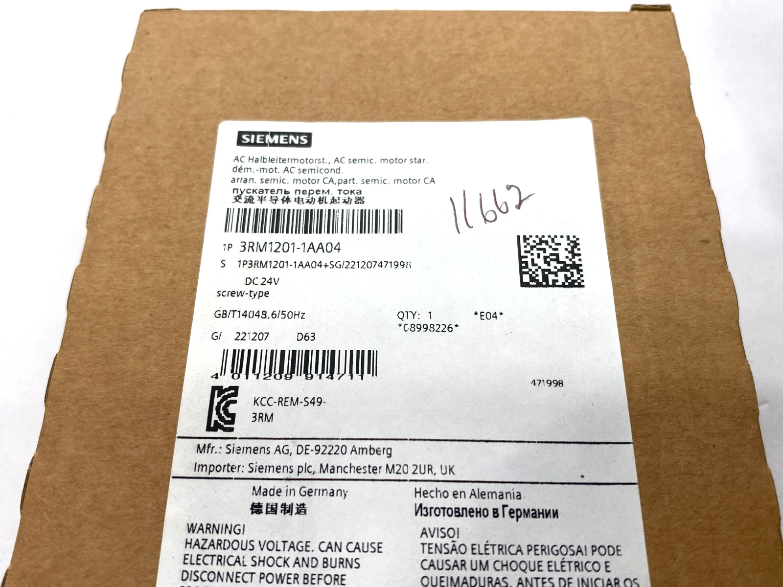 Siemens 3RM1201-1AA04 SIRIUS Reversing Motor Starter 24VDC 0-0.12kW 0.1-0.5A