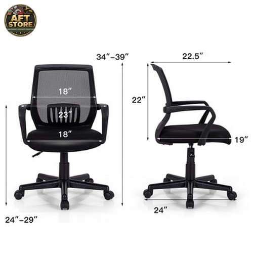 Costway Adjustable Mesh Office Chair with Lumbar Support – Black
