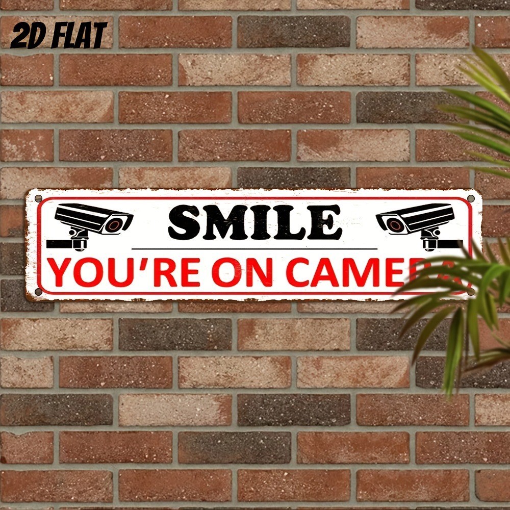 «YOU’RE ON CAMERA» Aluminum Wall Mount For Street Patio Shop Creative Home Decor