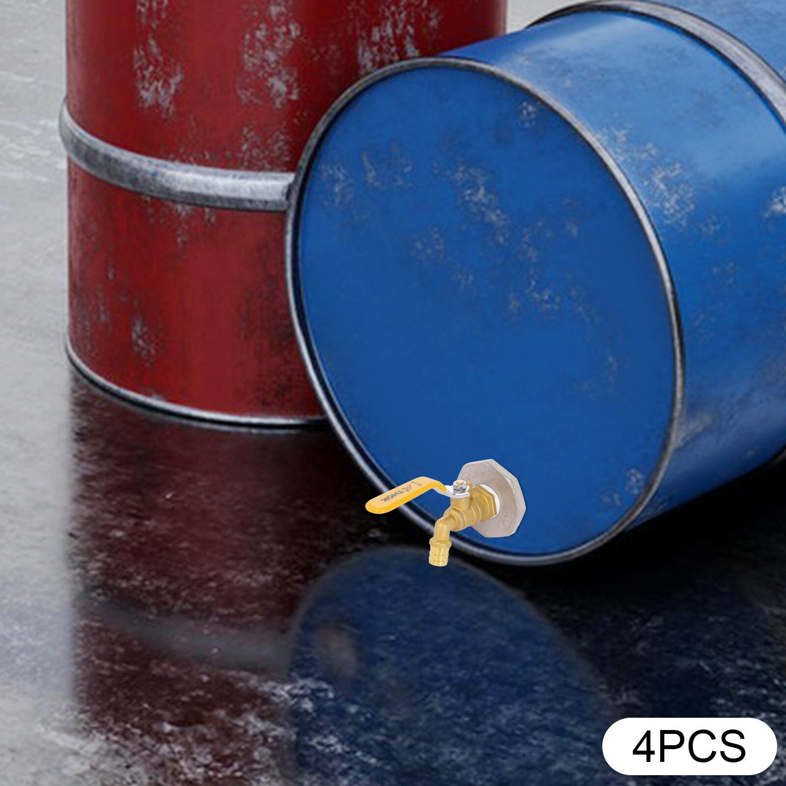 4pcs Rain Barrel Spigot Brass Barrel Faucet For 55 Gallon Drum W/ 4 PTFE Tapes