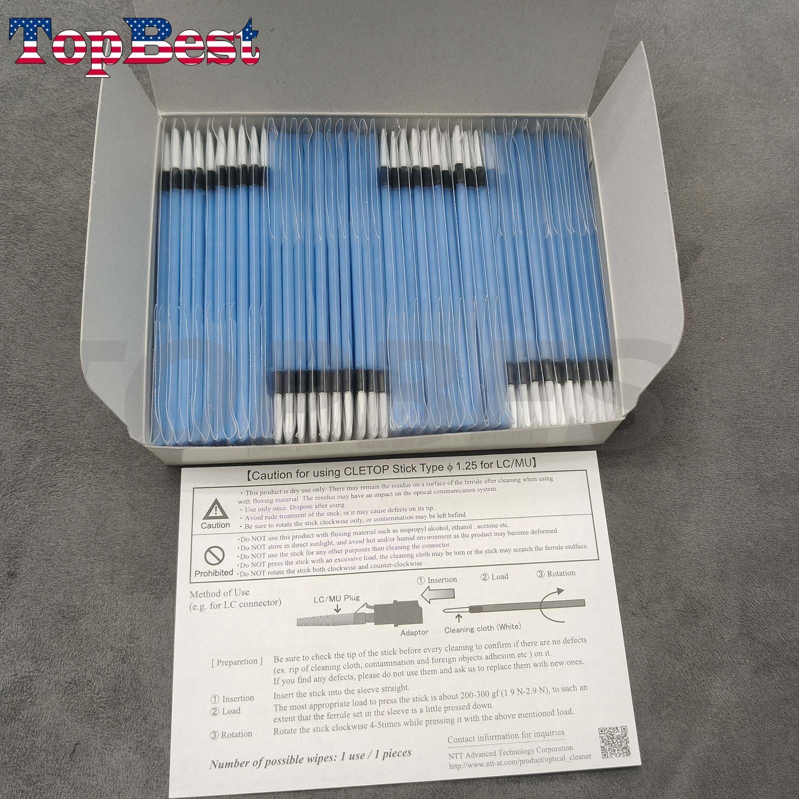 200PCS/Box New Fiber Optic Cleaning Rods Fiber Optic Adapter Swab Rods 14100401